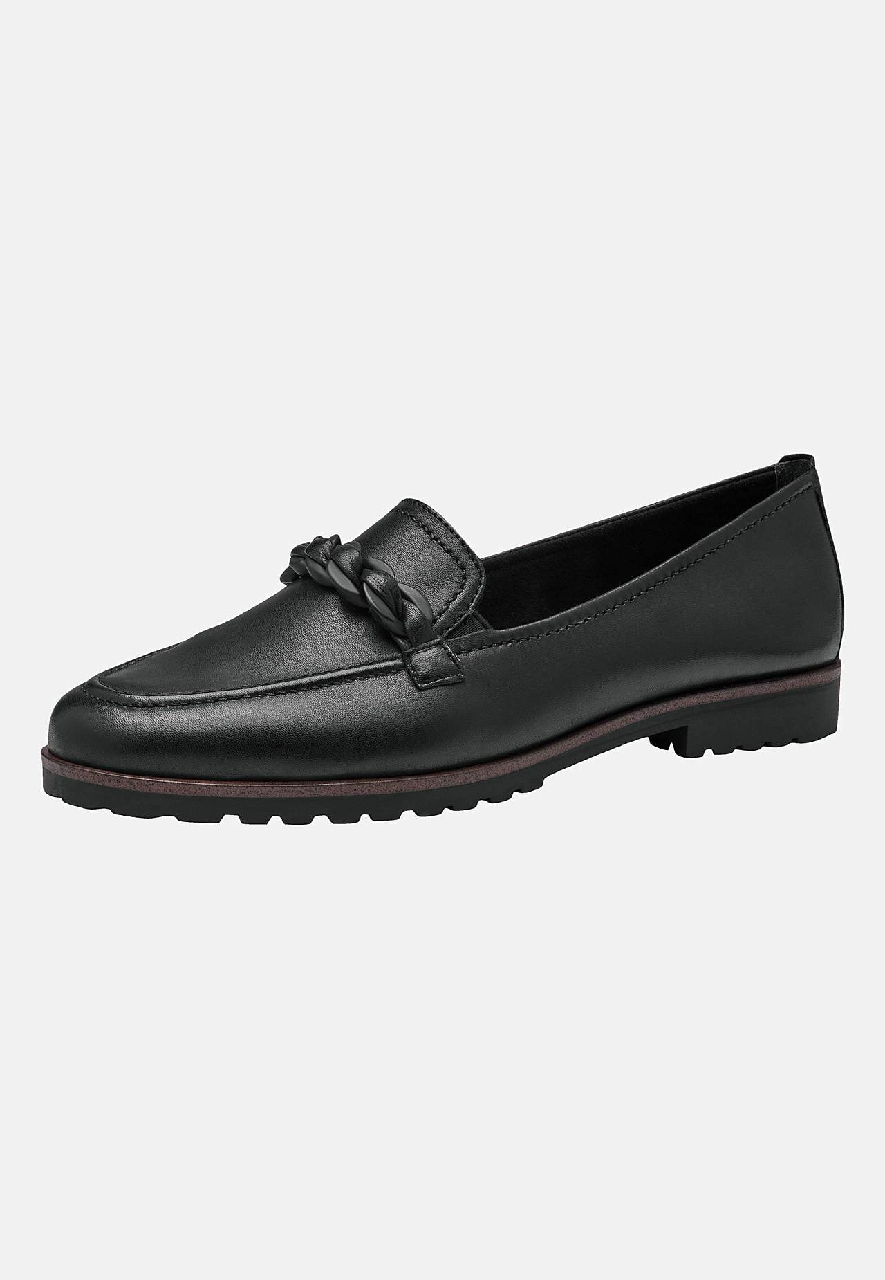 Bekväm skinnloafer med kedjedetalj