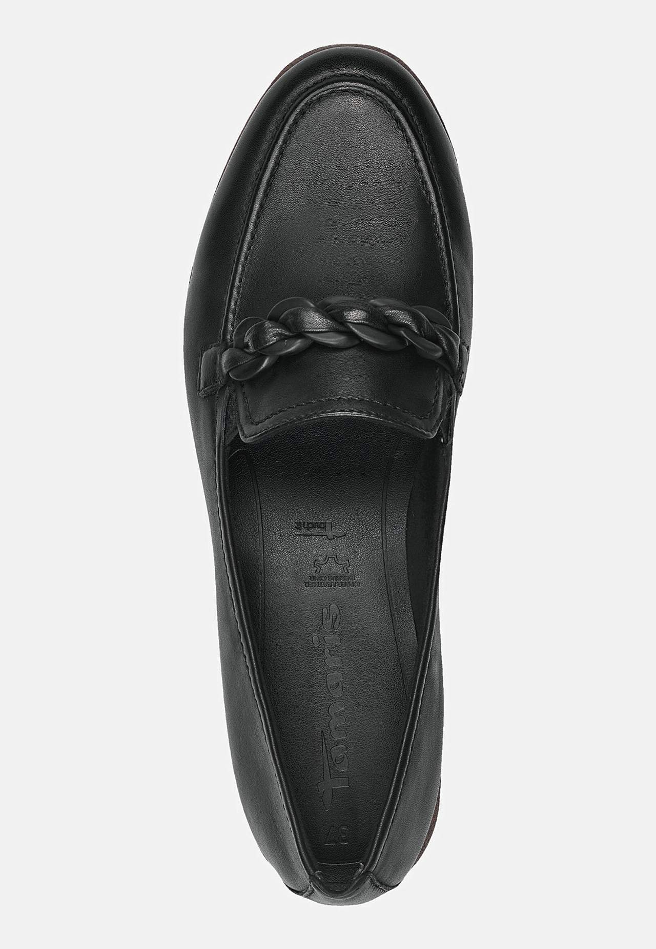 Bekväm skinnloafer med kedjedetalj
