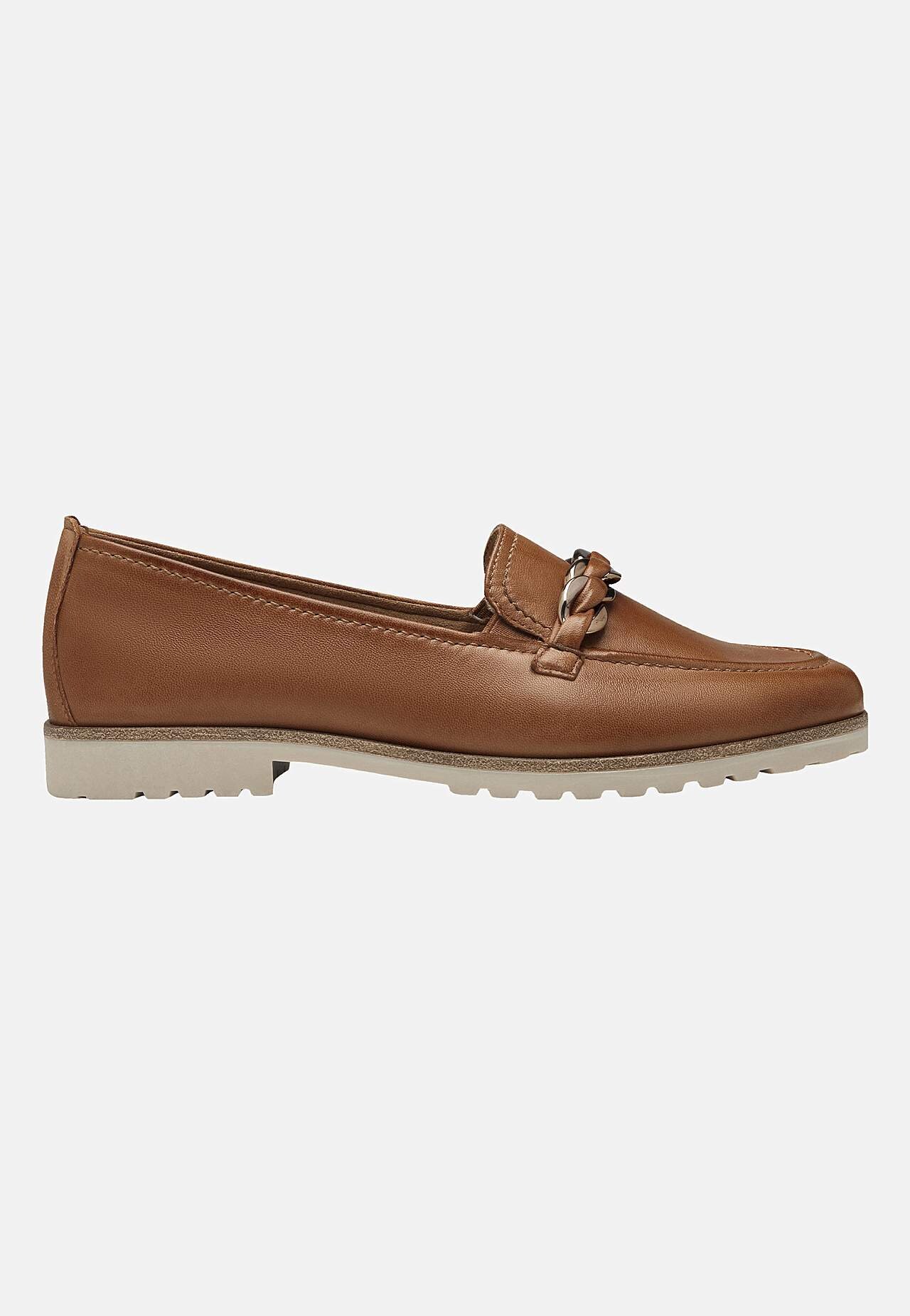 Bekväm skinnloafer med kedjedetalj