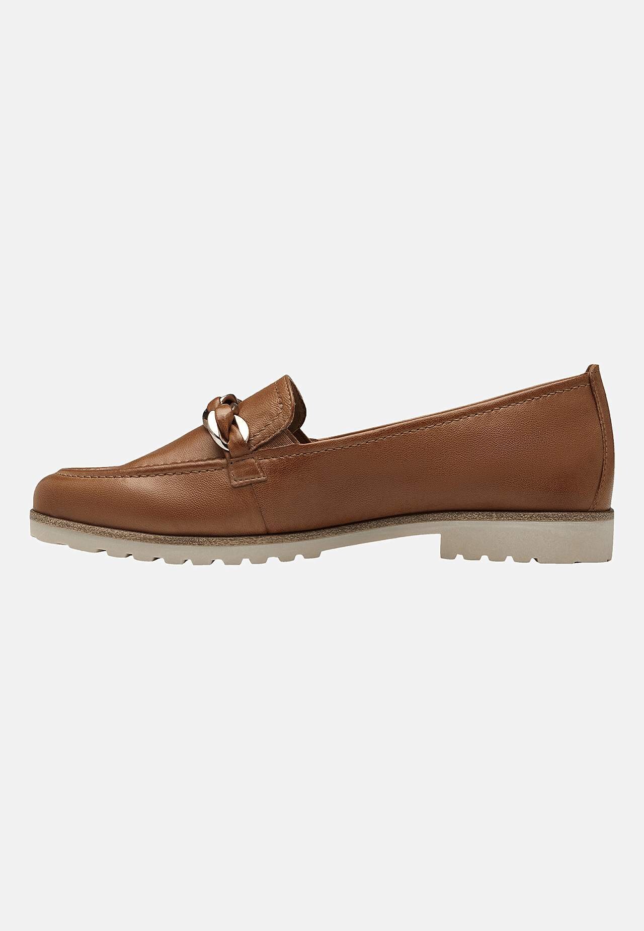 Bekväm skinnloafer med kedjedetalj
