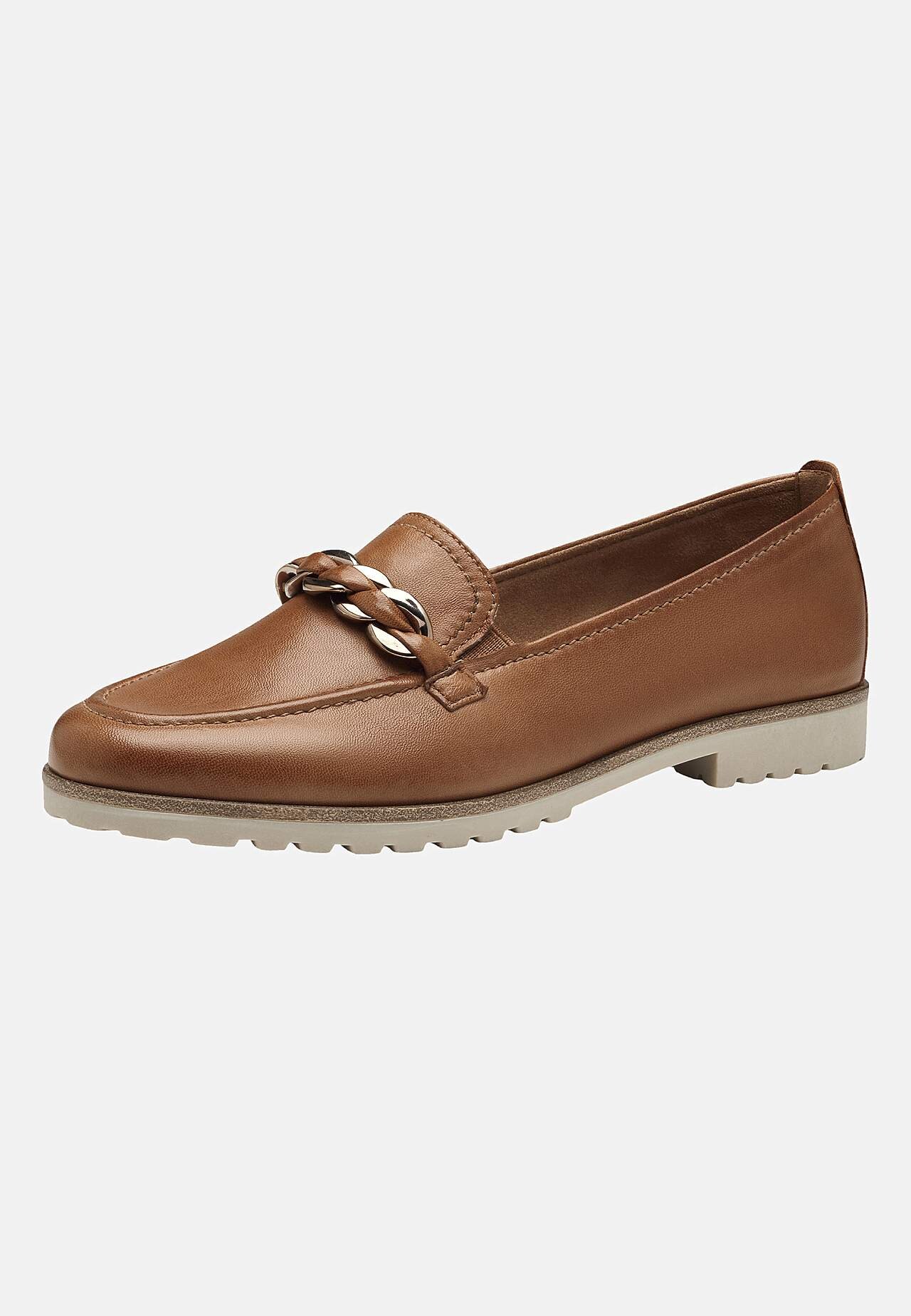 Bekväm skinnloafer med kedjedetalj