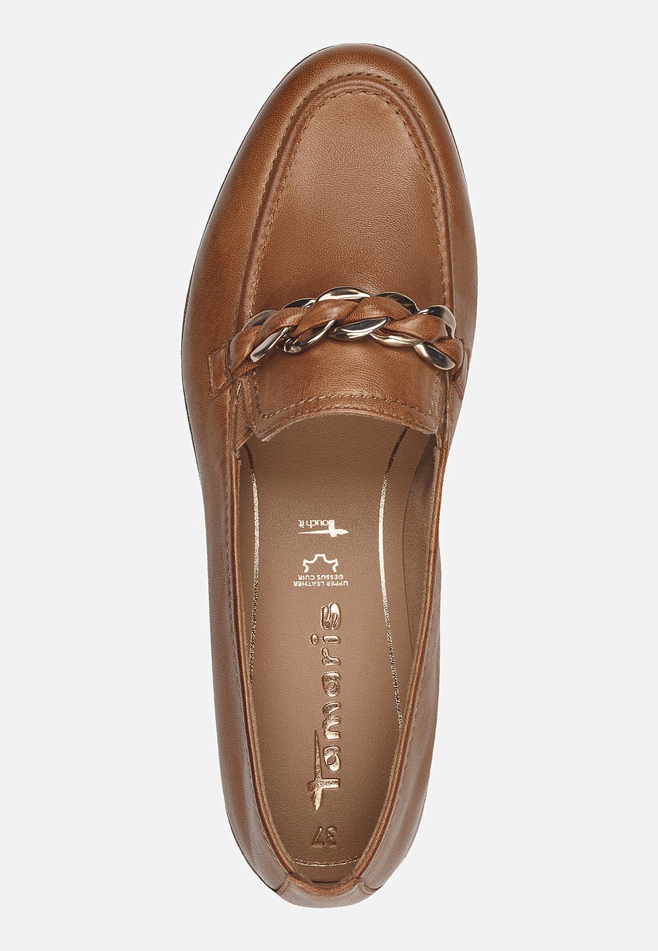 Bekväm skinnloafer med kedjedetalj