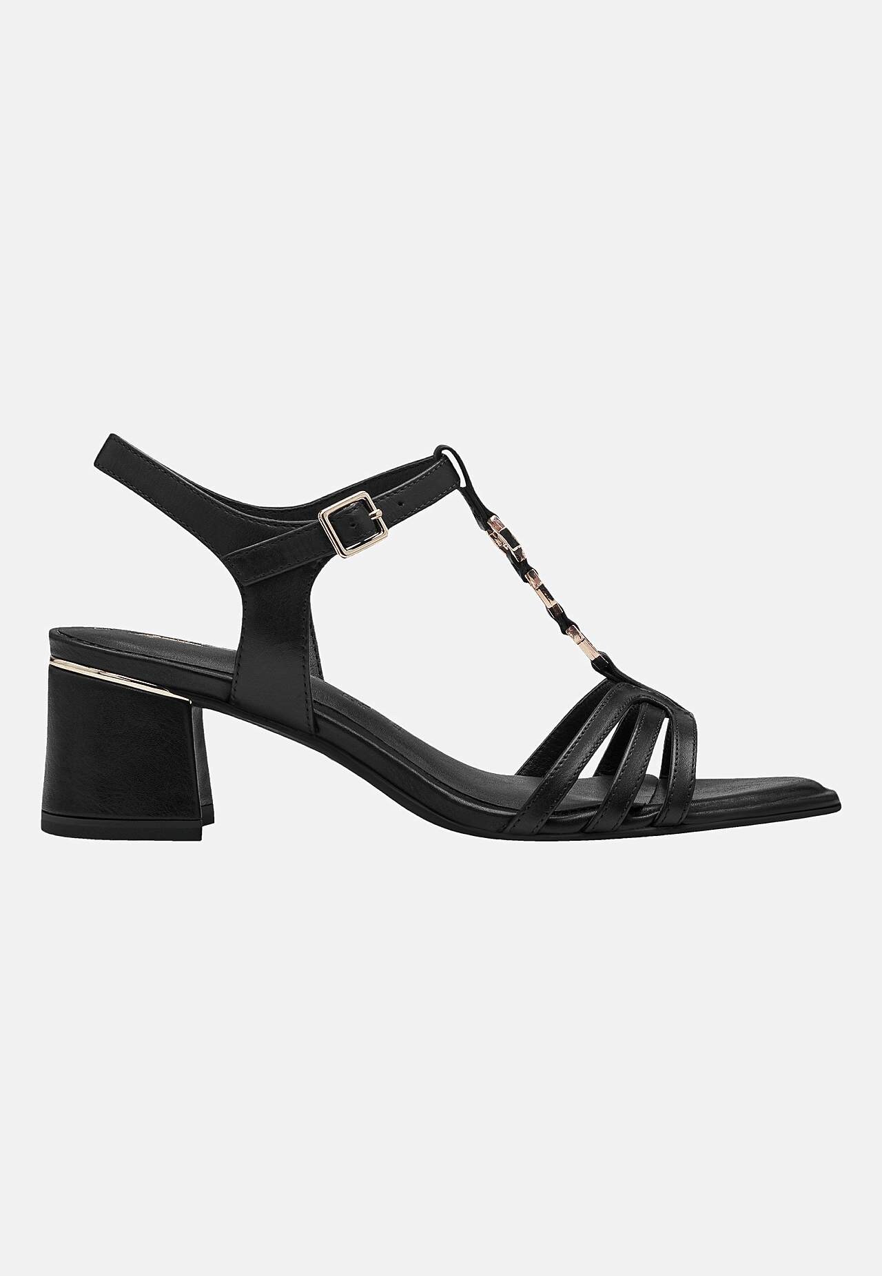 Skinnsandalett med metalldetaljer