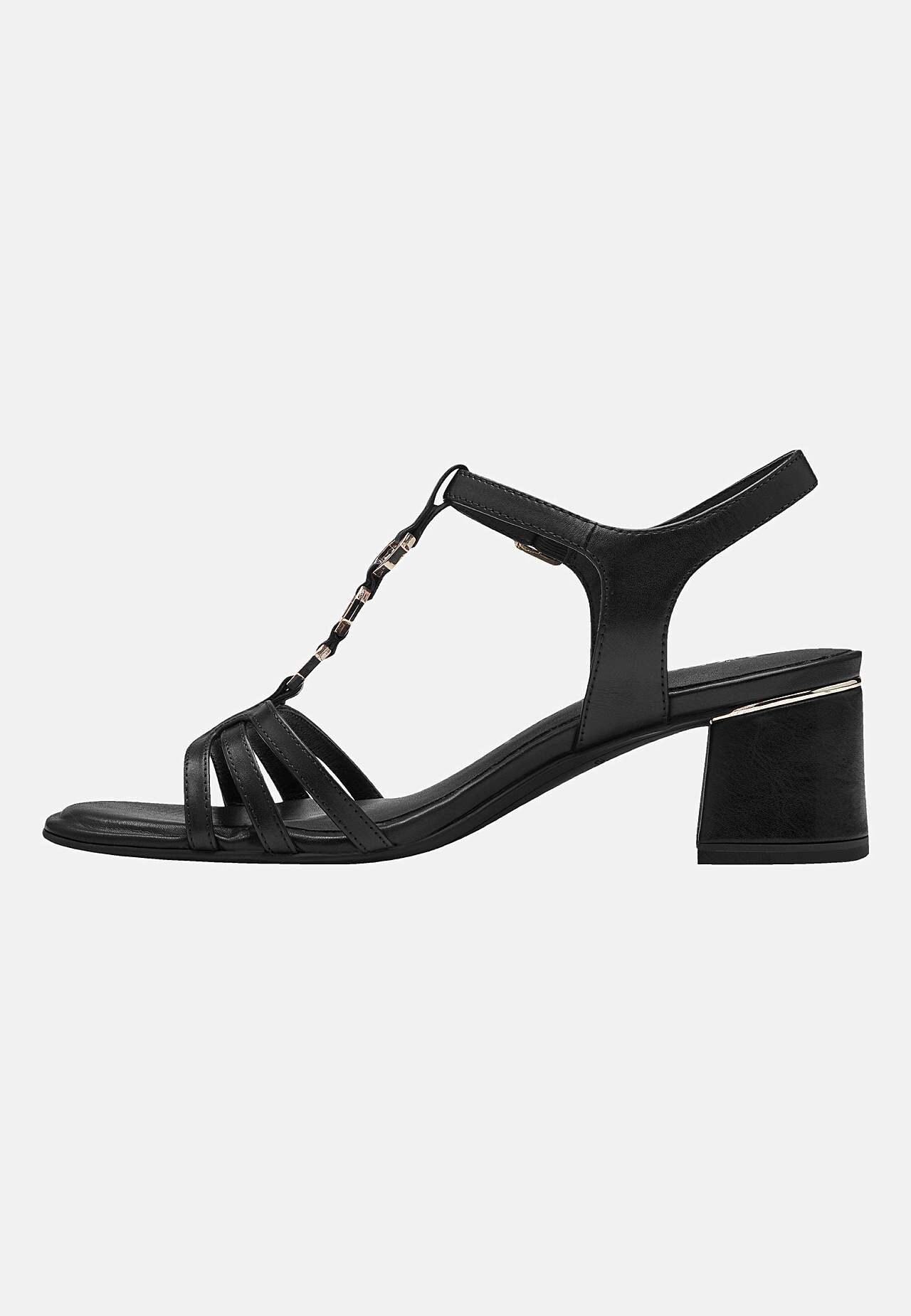 Skinnsandalett med metalldetaljer