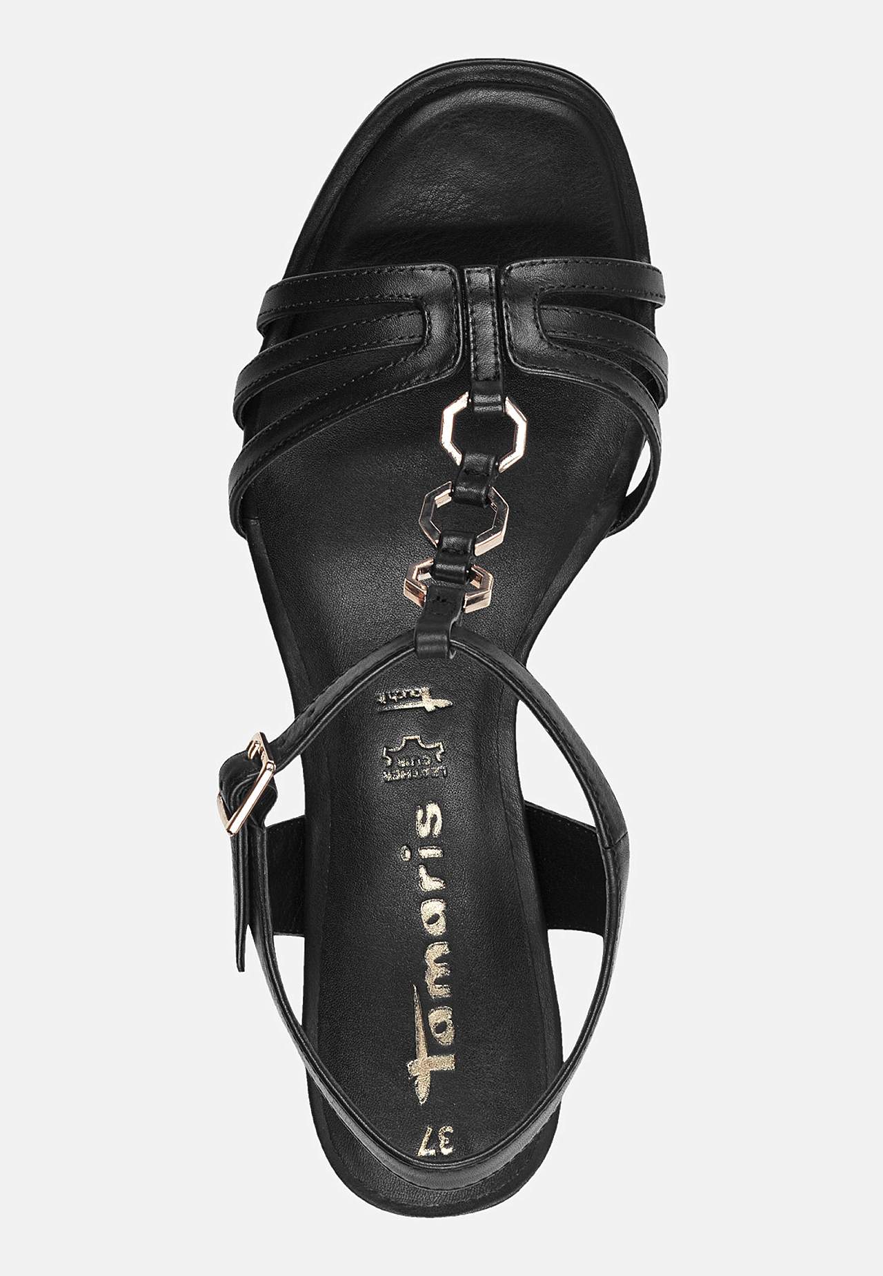 Skinnsandalett med metalldetaljer
