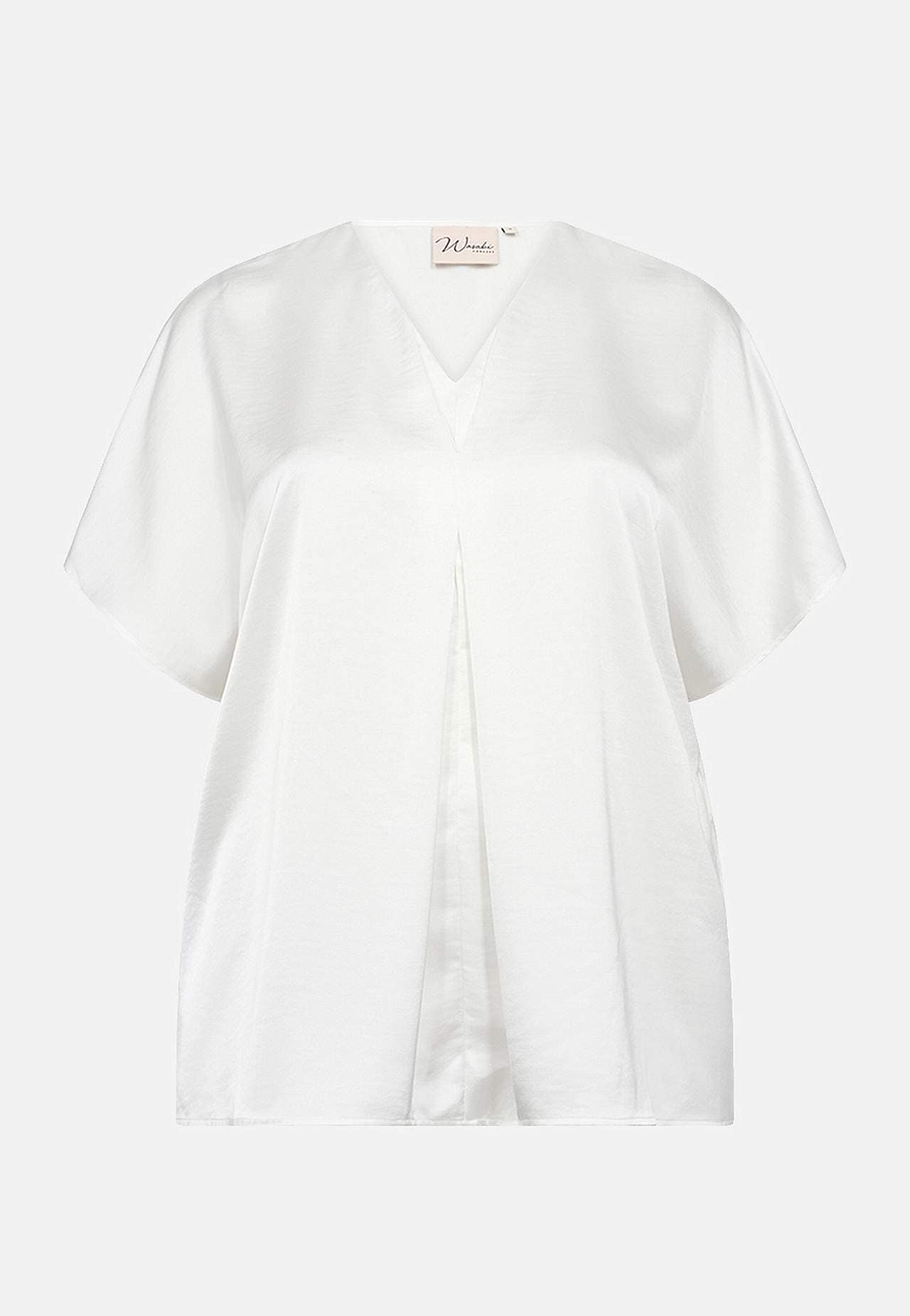 Vävd satinblus med korta ärmar