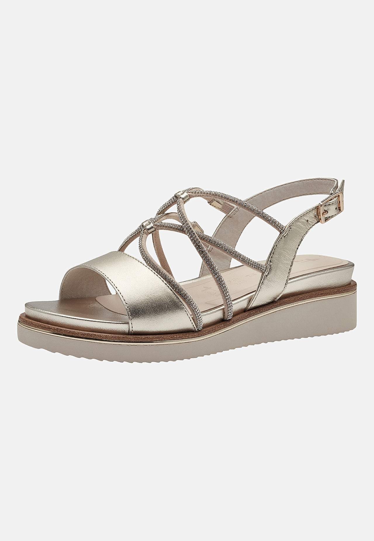Sandal med remmar och strassdetaljer