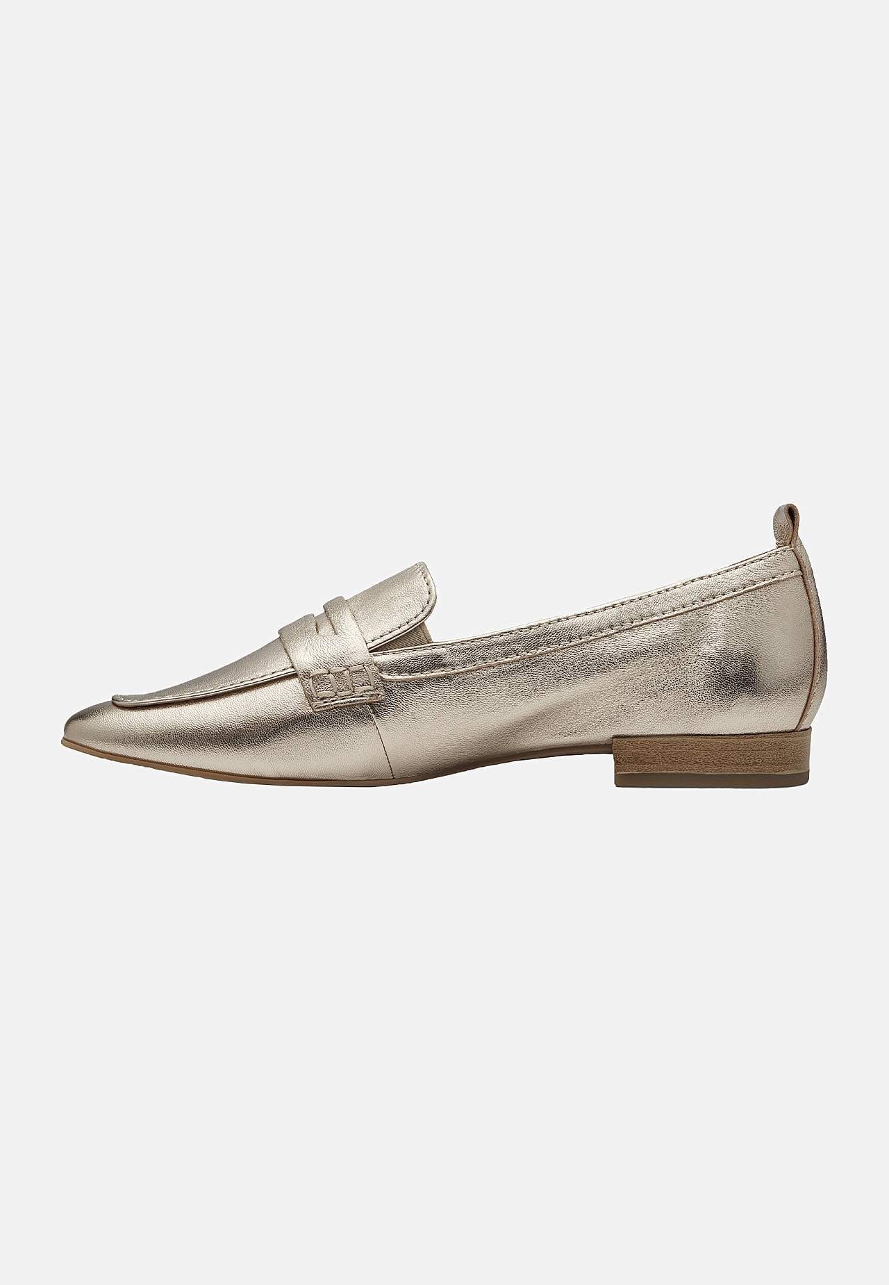 Guldfärgad skinnloafer Comfort