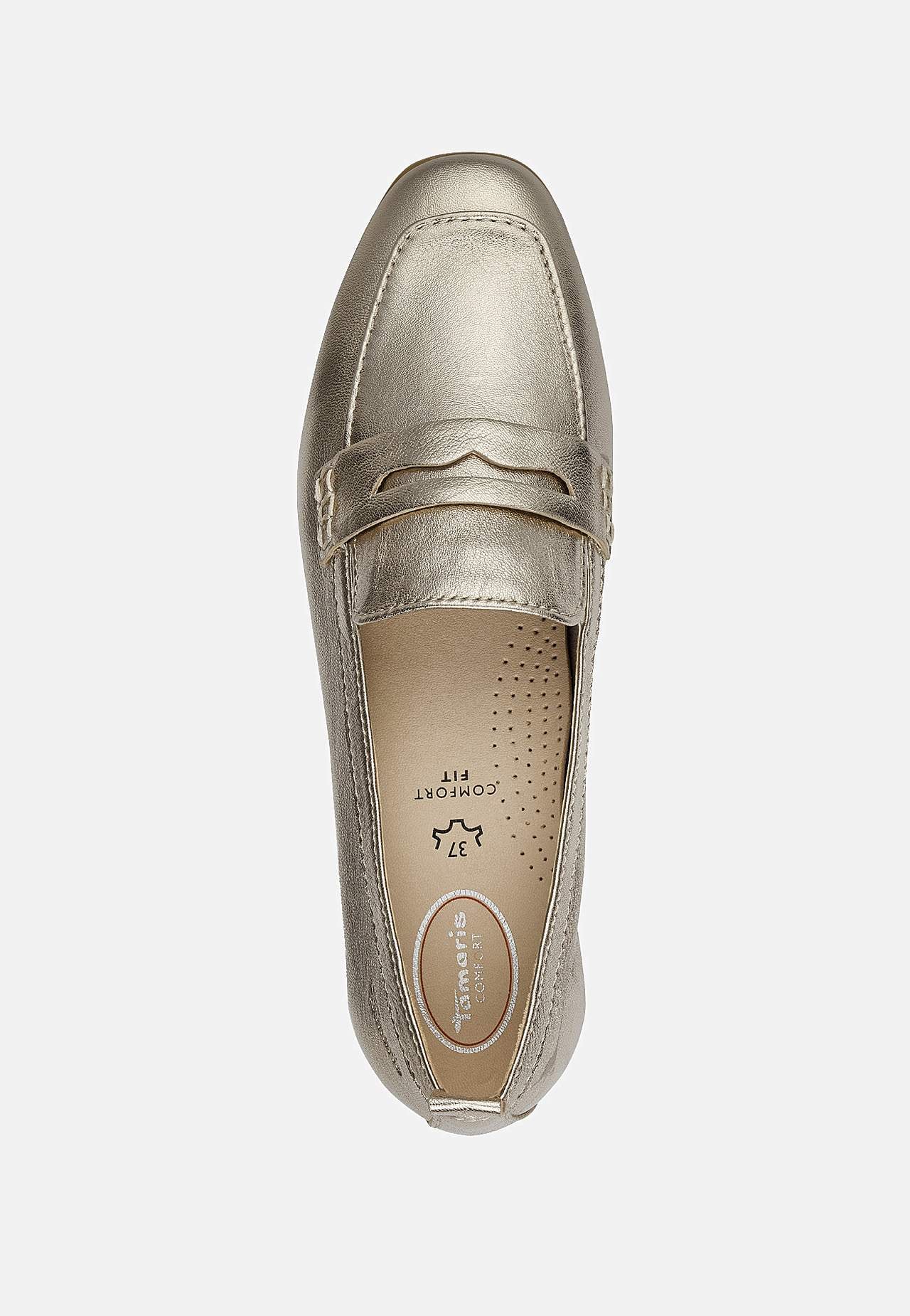 Guldfärgad skinnloafer Comfort