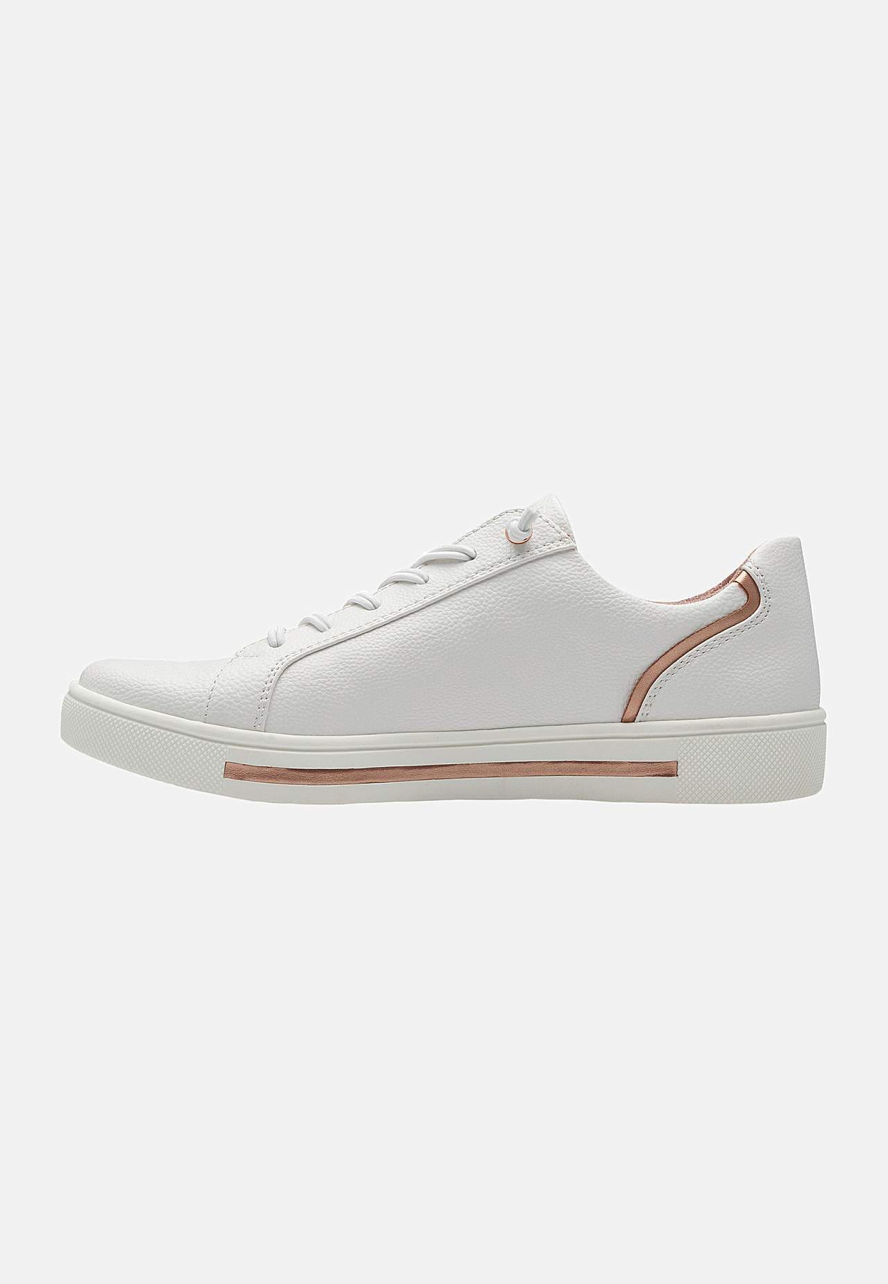 Sneaker med kopparfärgade detaljer och elastisk snörning