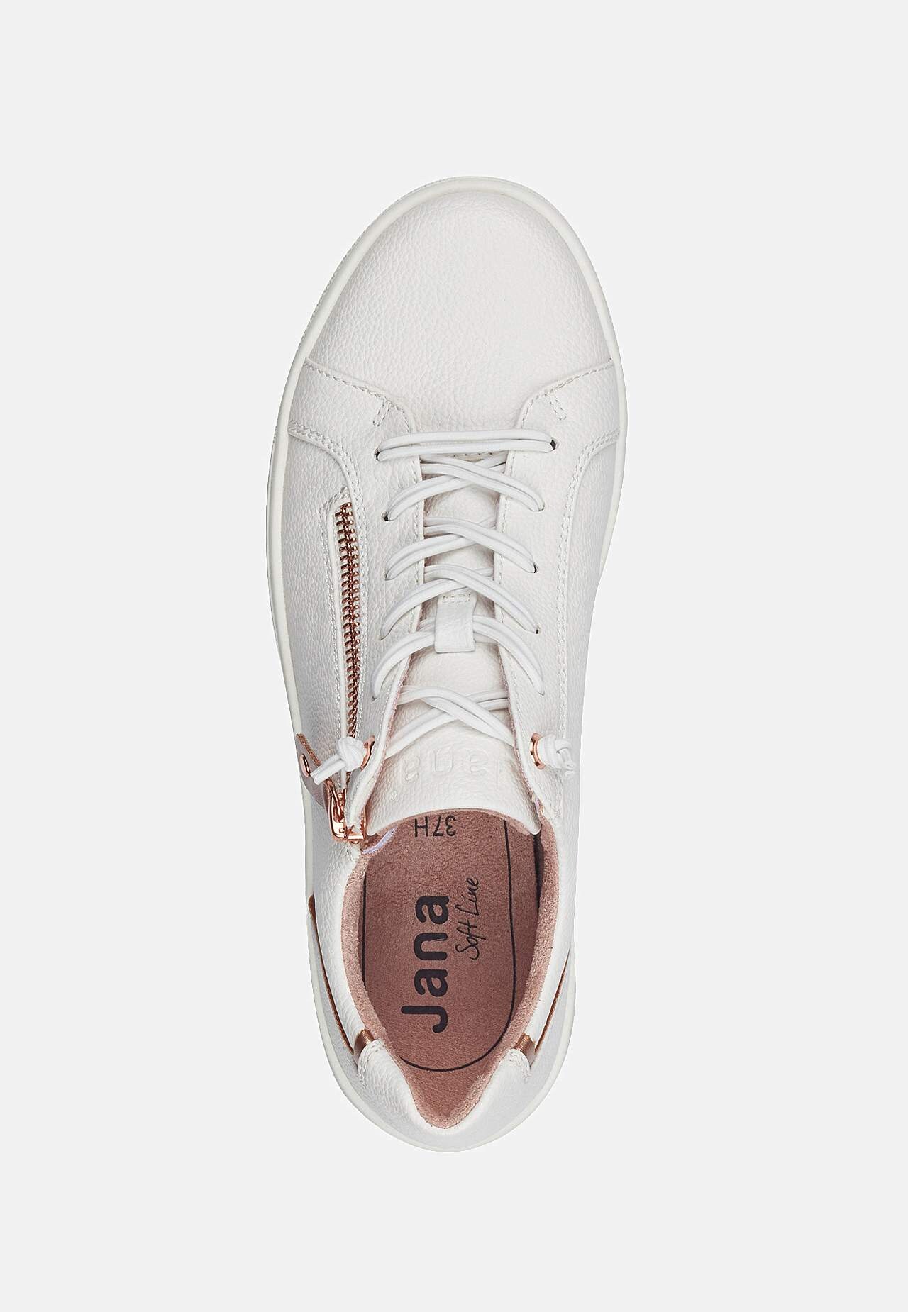 Sneaker med kopparfärgade detaljer och elastisk snörning