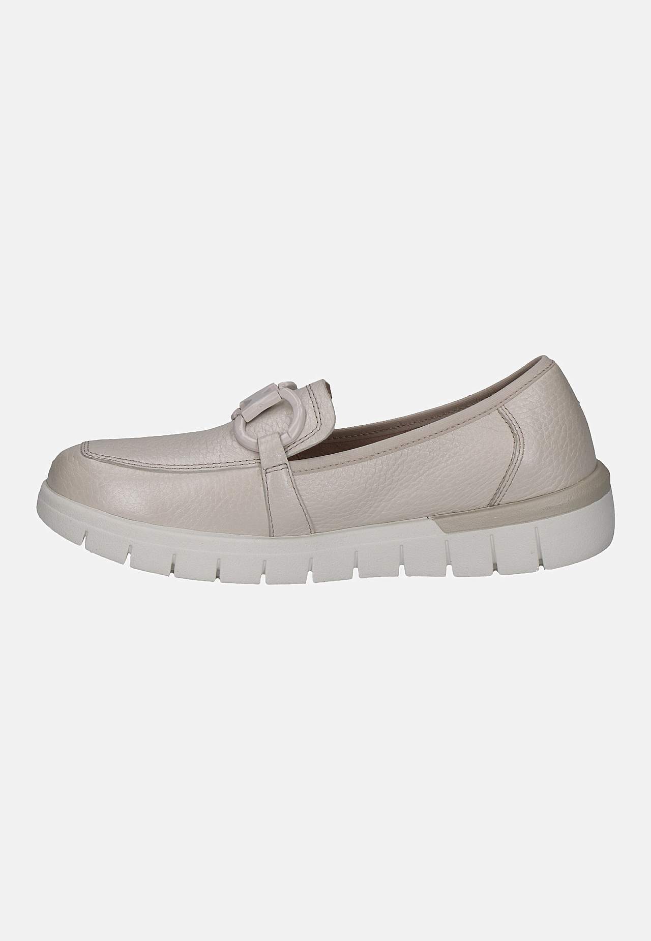 Bekväm skinnloafer med metallspänne