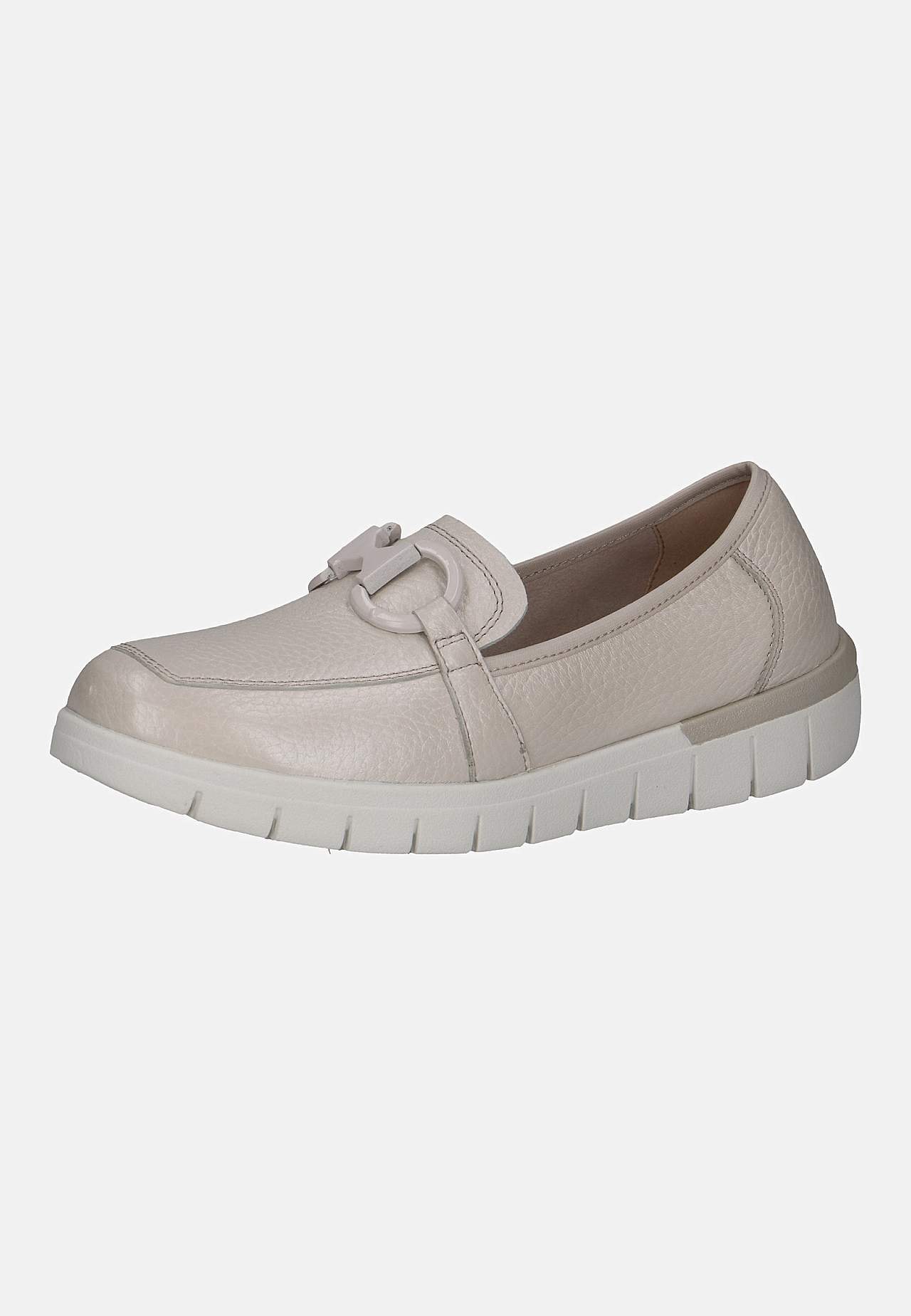 Bekväm skinnloafer med metallspänne