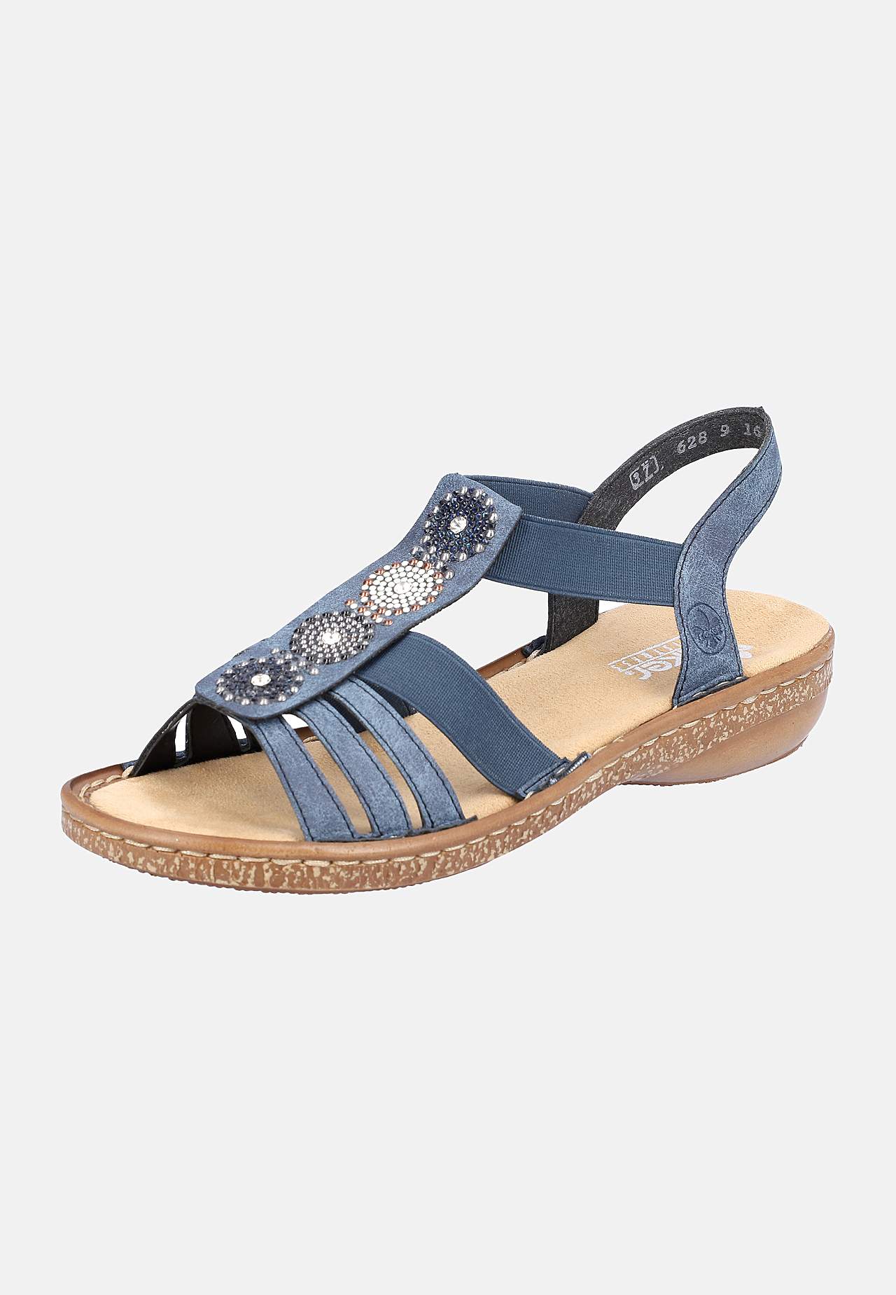 Sandal med remmar och vackra, dekorativa stenar