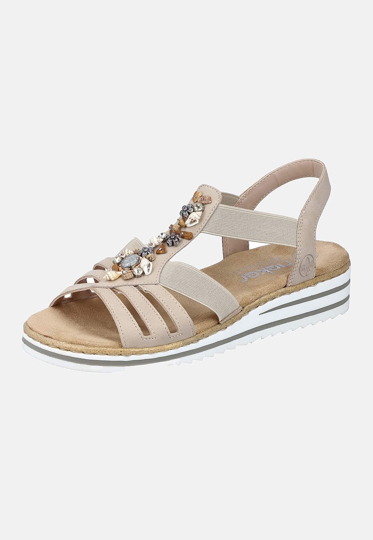 Sandal med dekorativa snäckskal och stenar