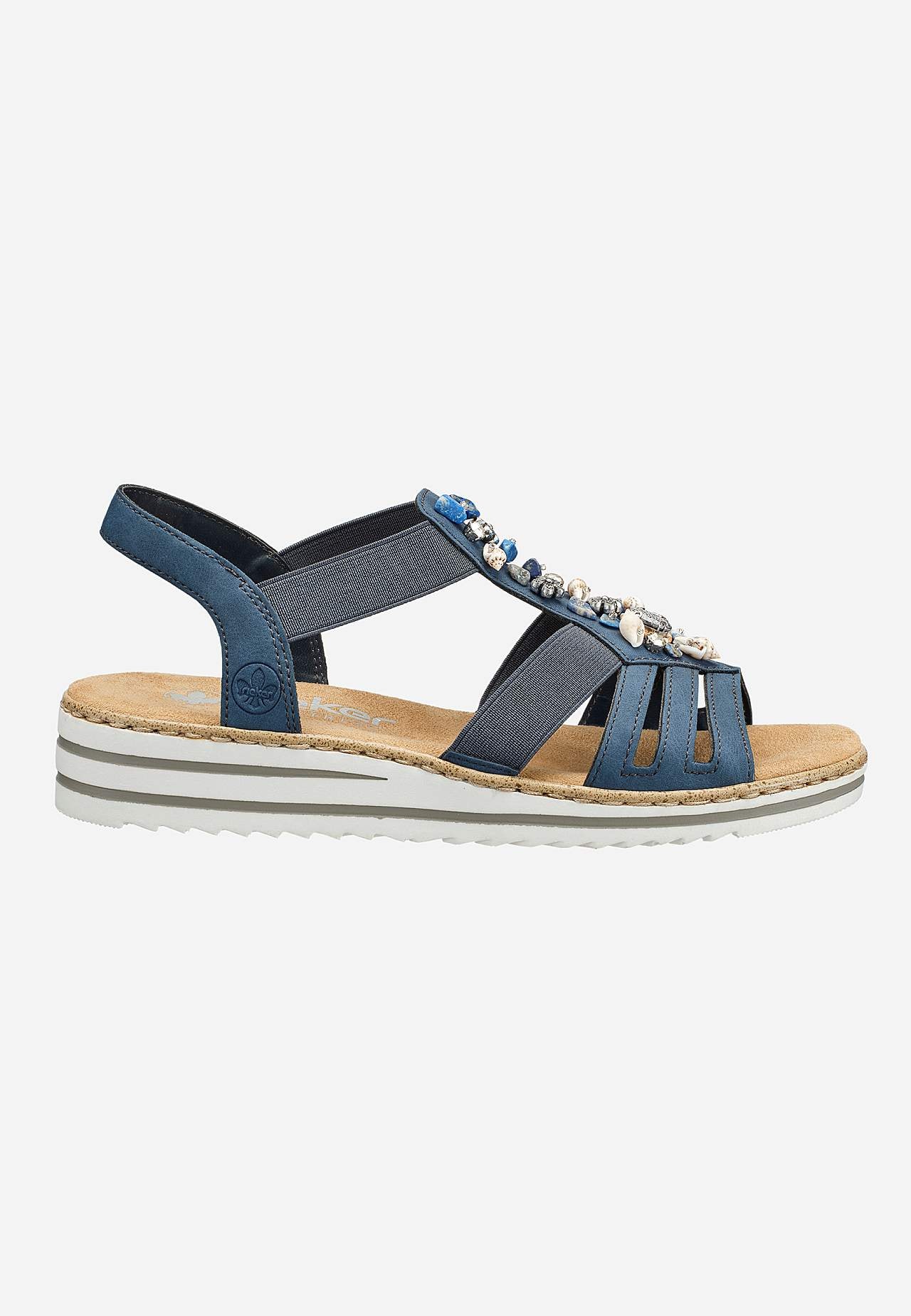 Sandal med dekorativa snäckskal och stenar