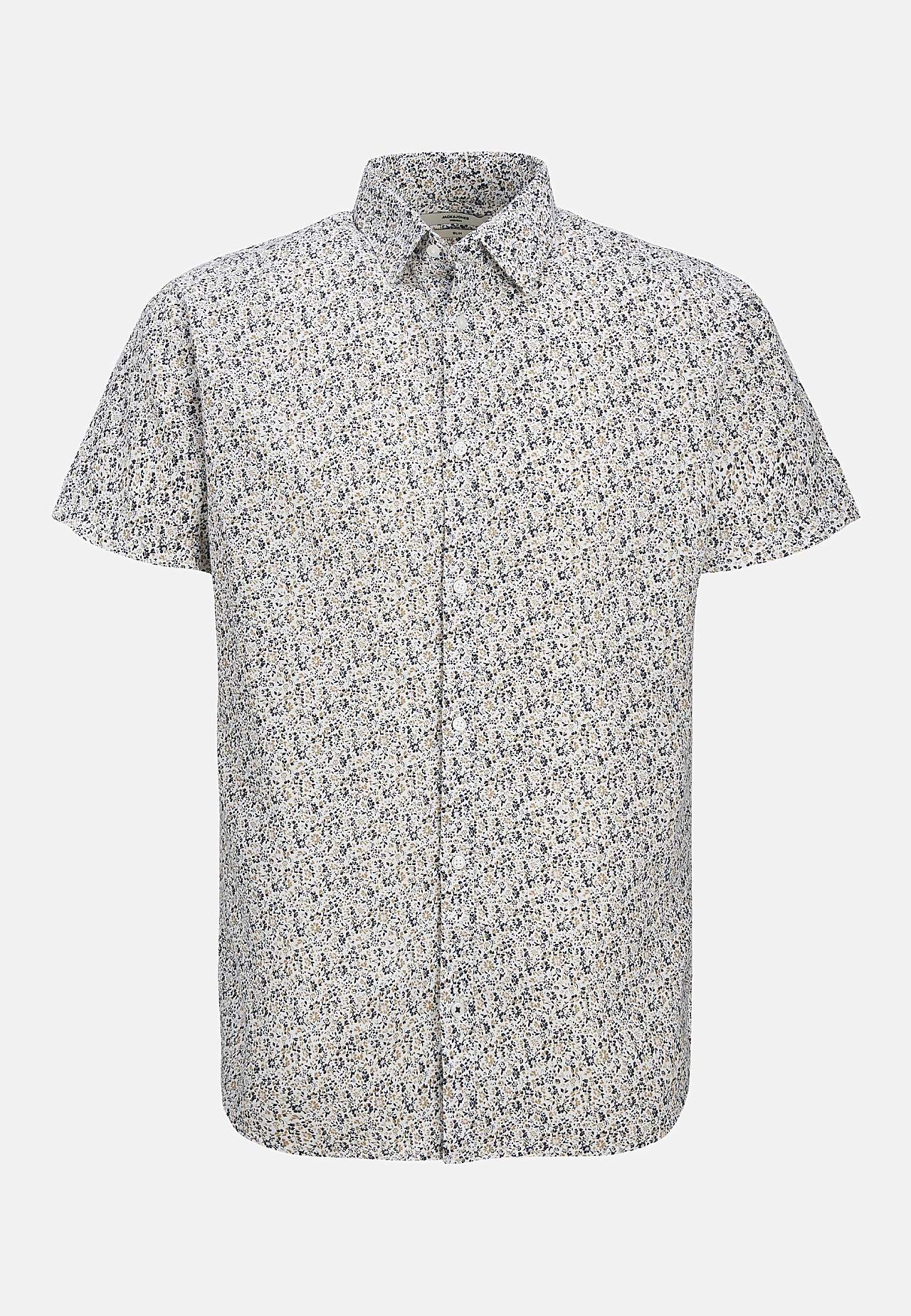 Mönstrad skjorta i bomulls- och linnemix