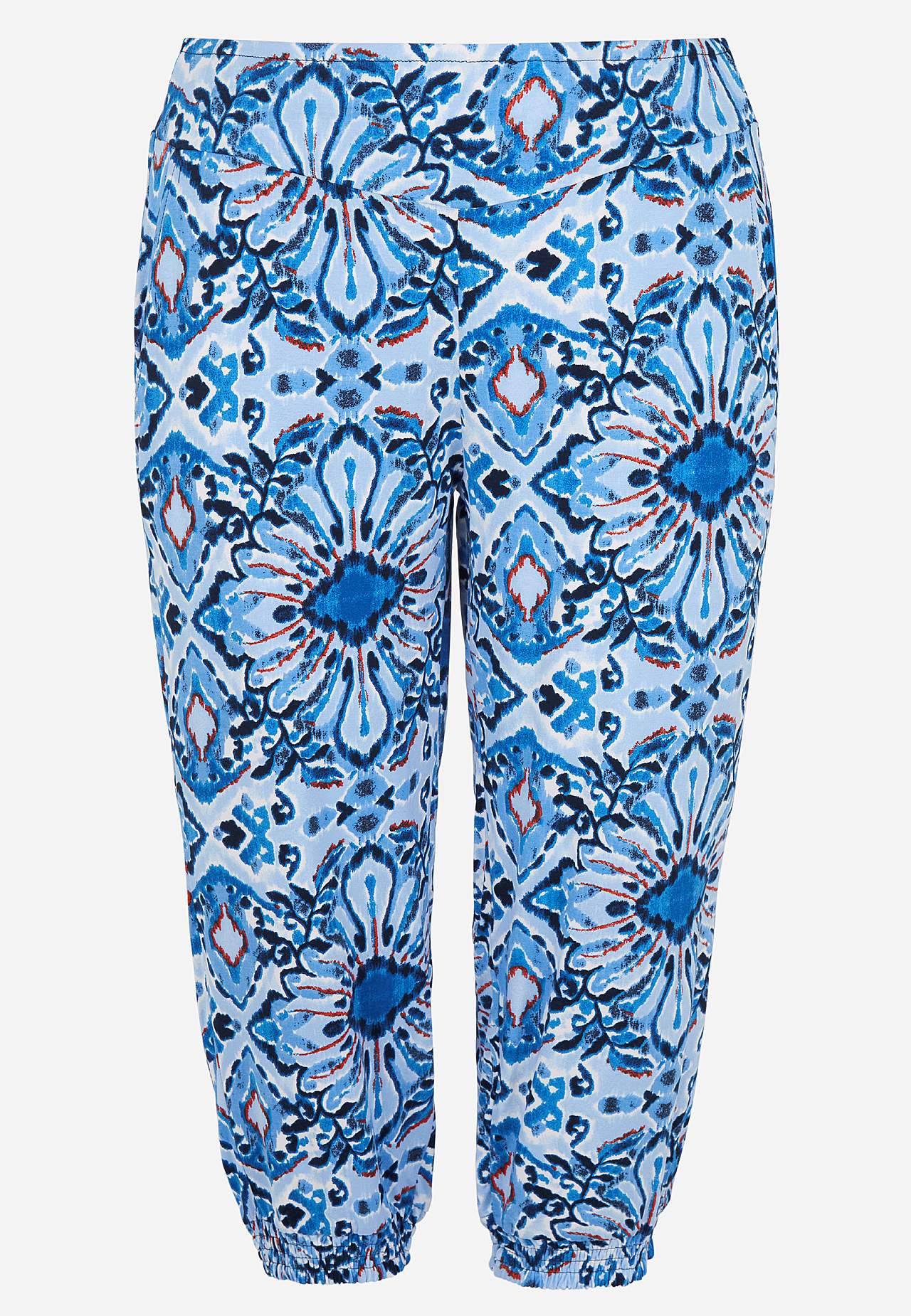 Mönstrad capribyxa i trikå