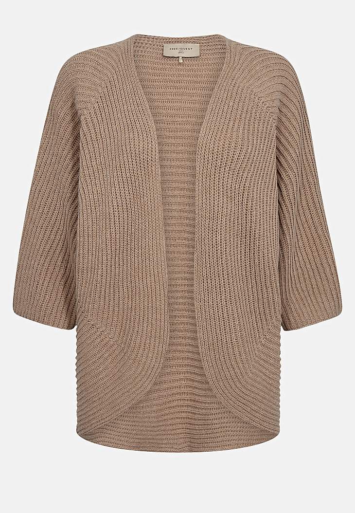 Stickad cardigan med trekvartsärm