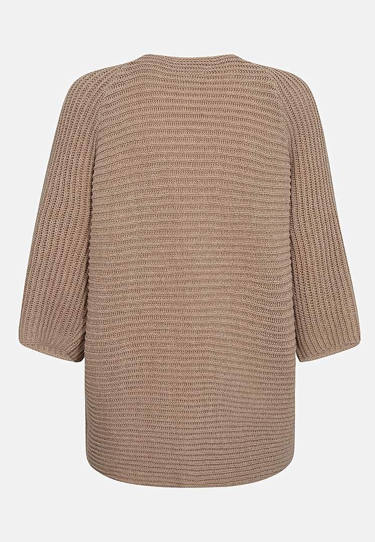 Stickad cardigan med trekvartsärm