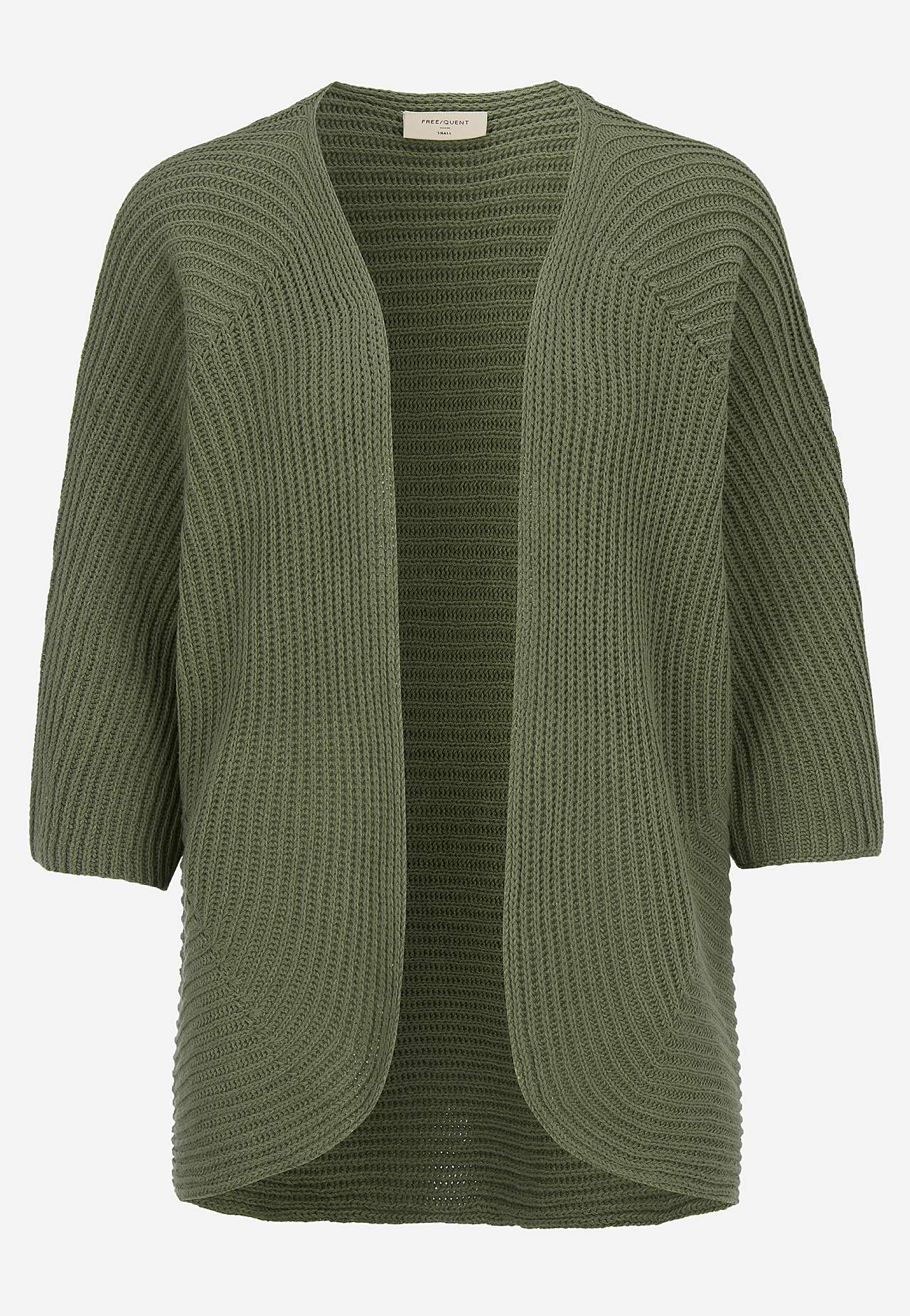 Stickad cardigan med trekvartsärm