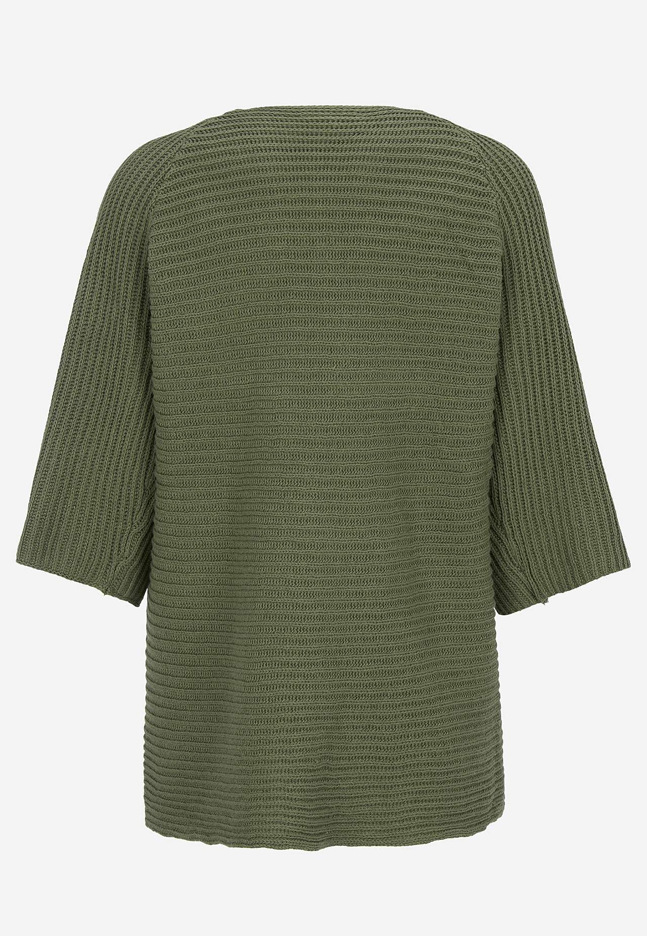 Stickad cardigan med trekvartsärm