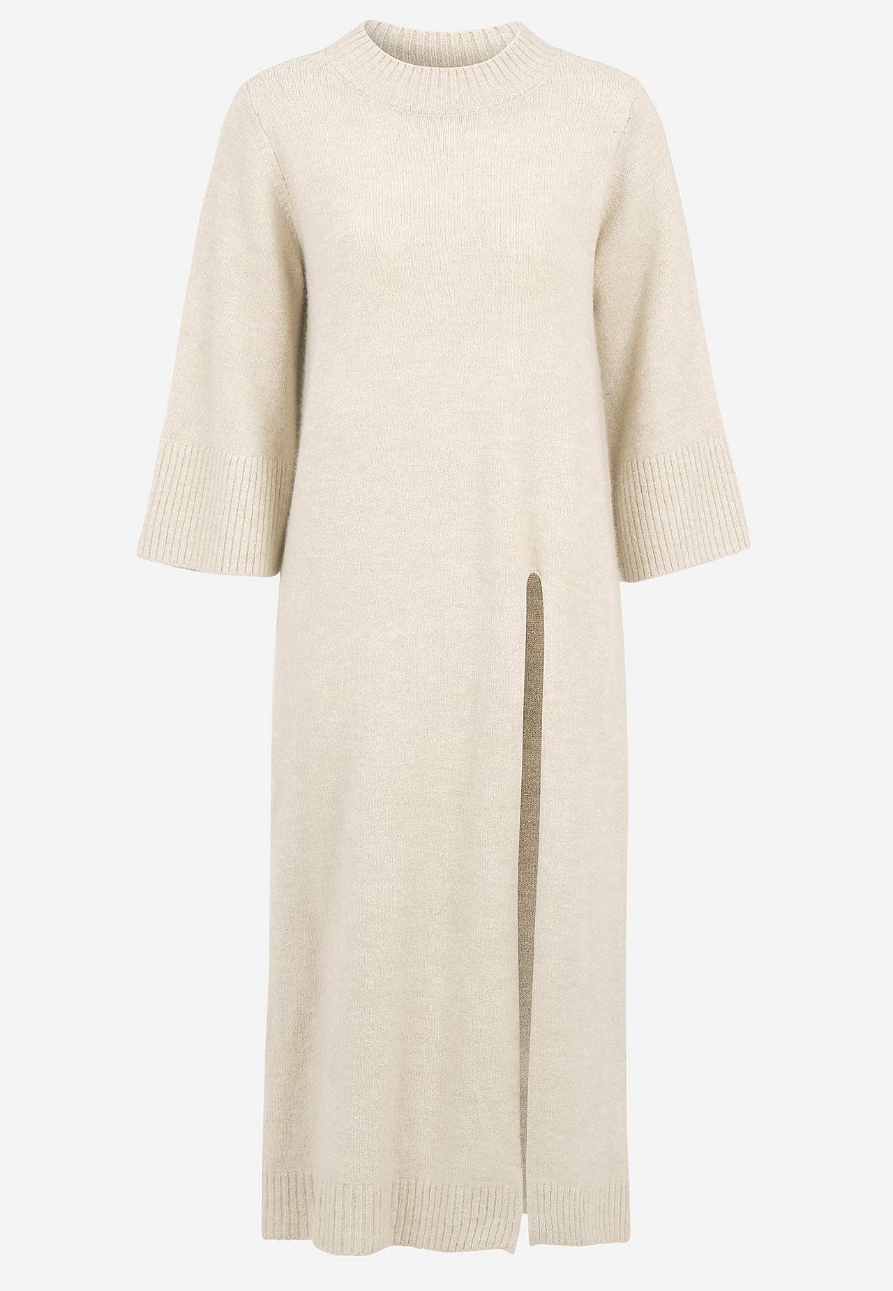 Stickad klänning med hög slits