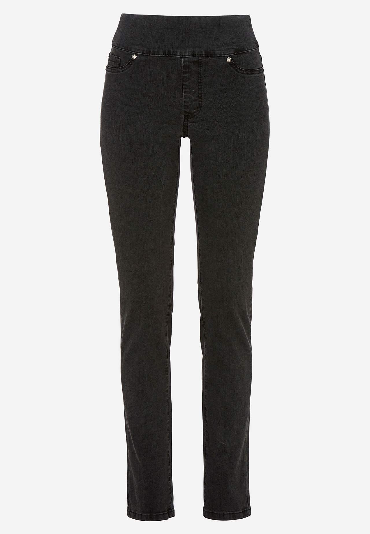 Stretchiga jeggings med hög resårmidja