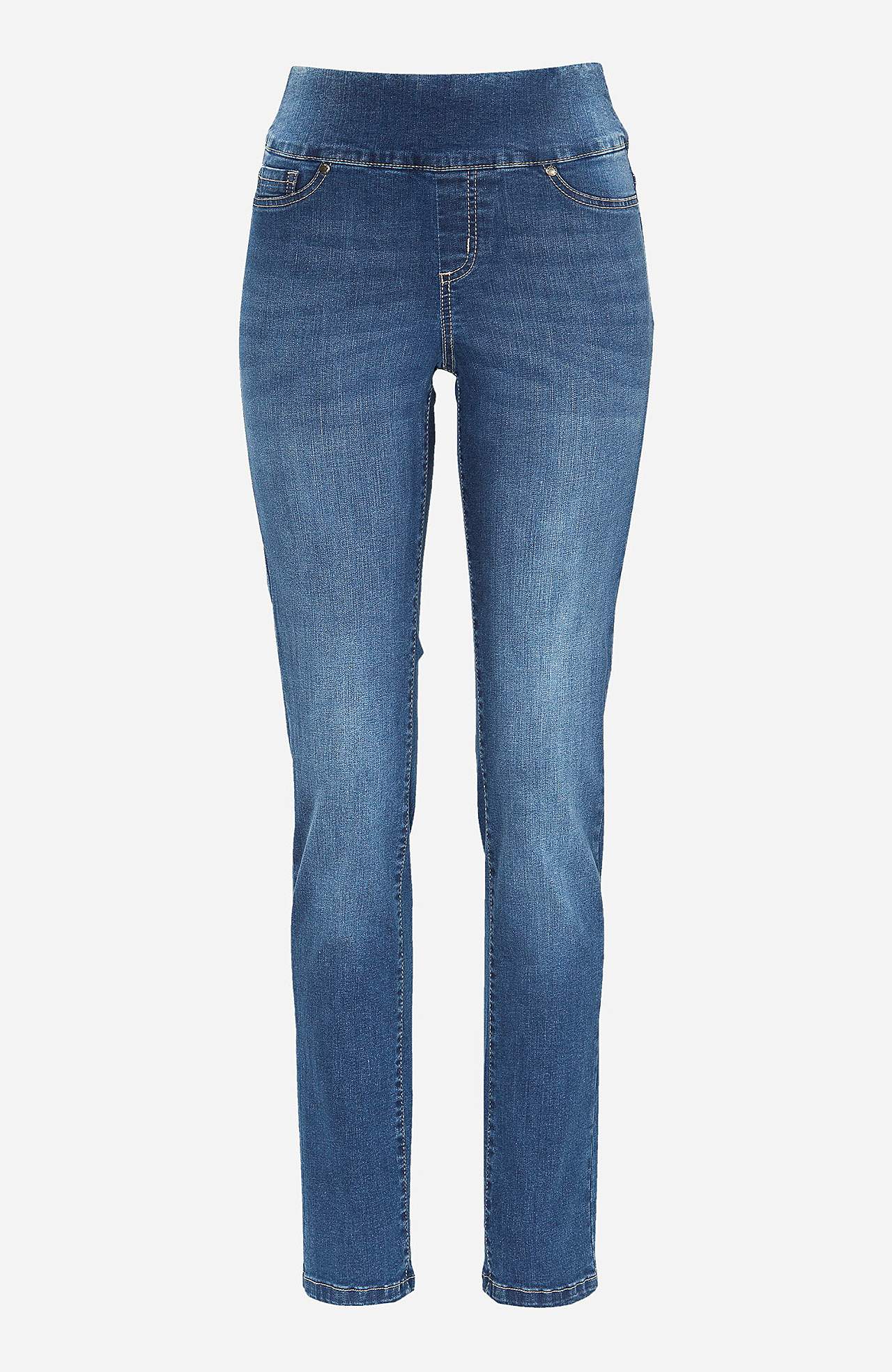 Stretchiga jeggings med hög resårmidja
