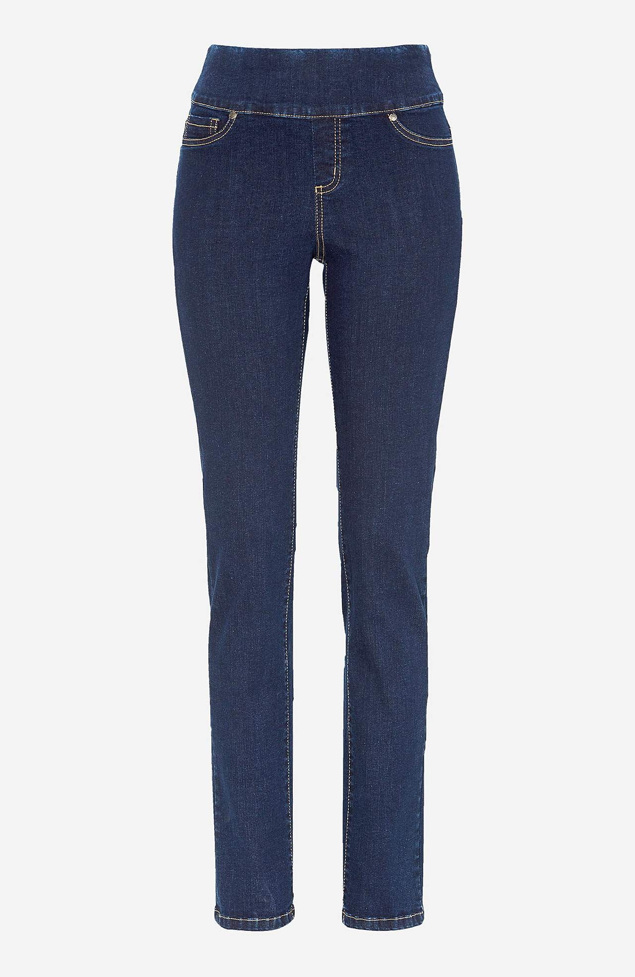Stretchiga jeggings med hög resårmidja