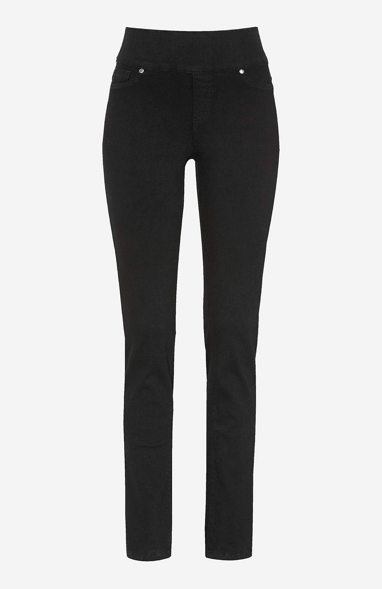 Stretchiga jeggings med hög resårmidja