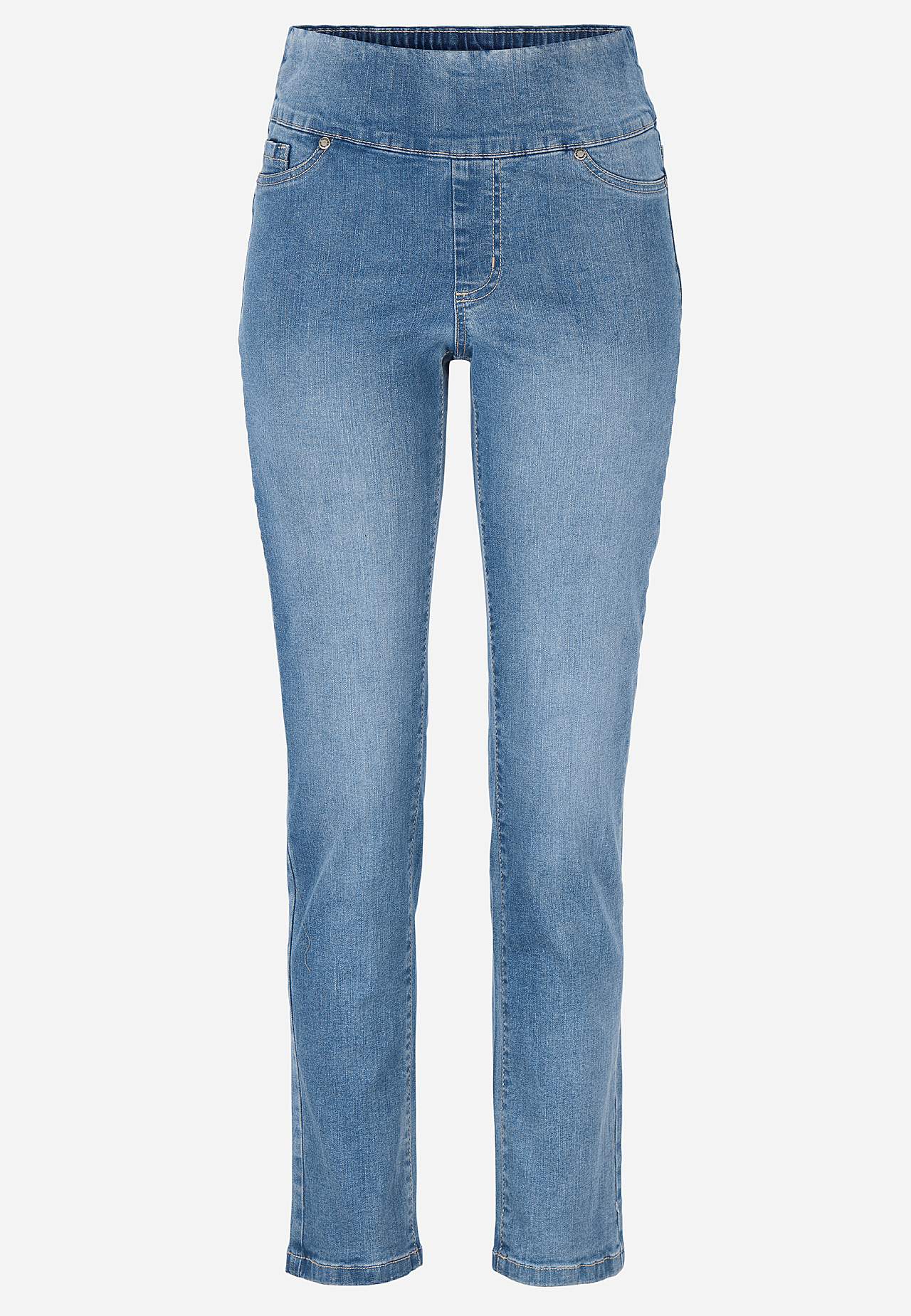 Stretchiga jeggings med hög resårmidja Elin