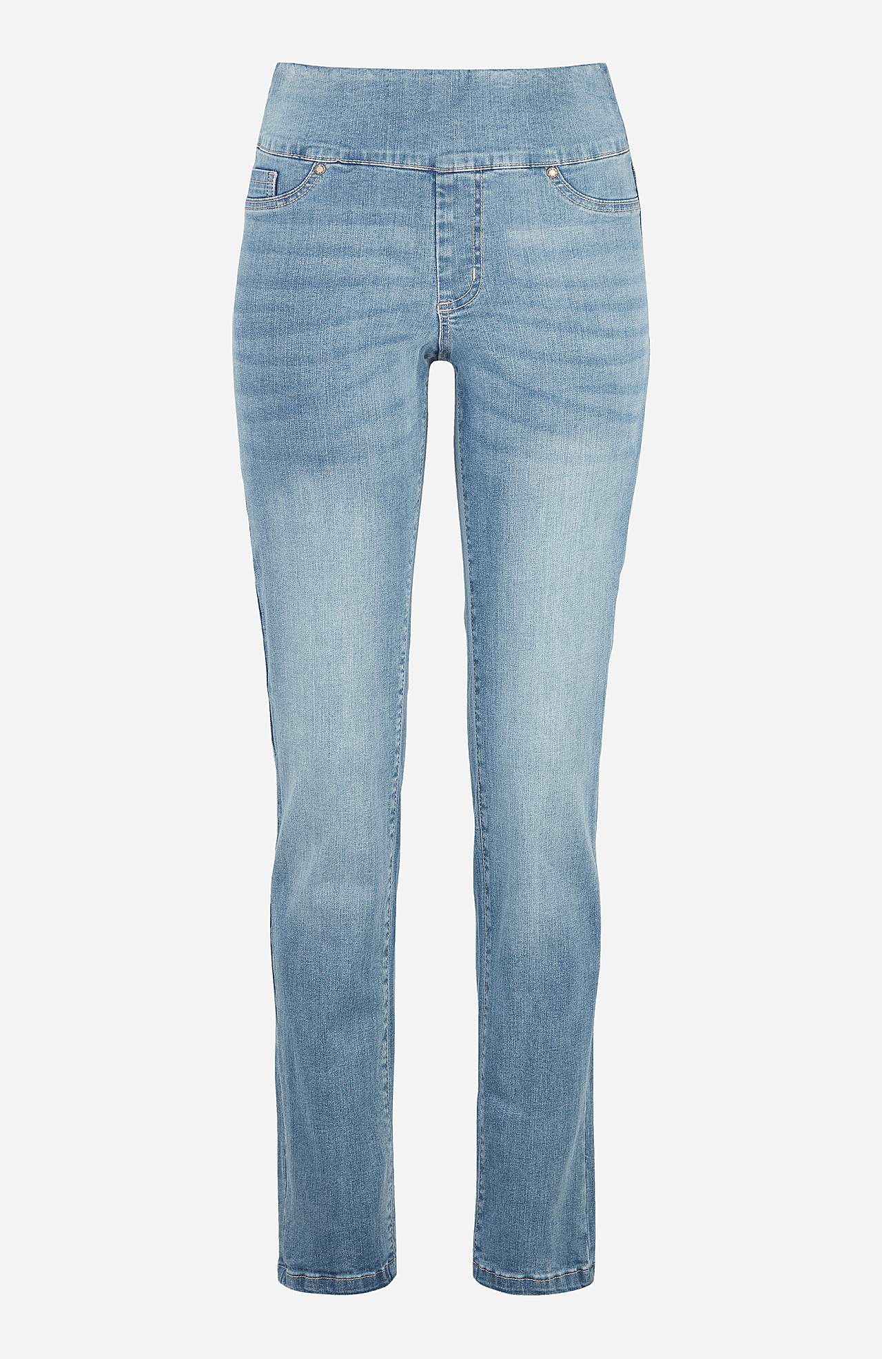 Stretchiga jeggings med hög resårmidja