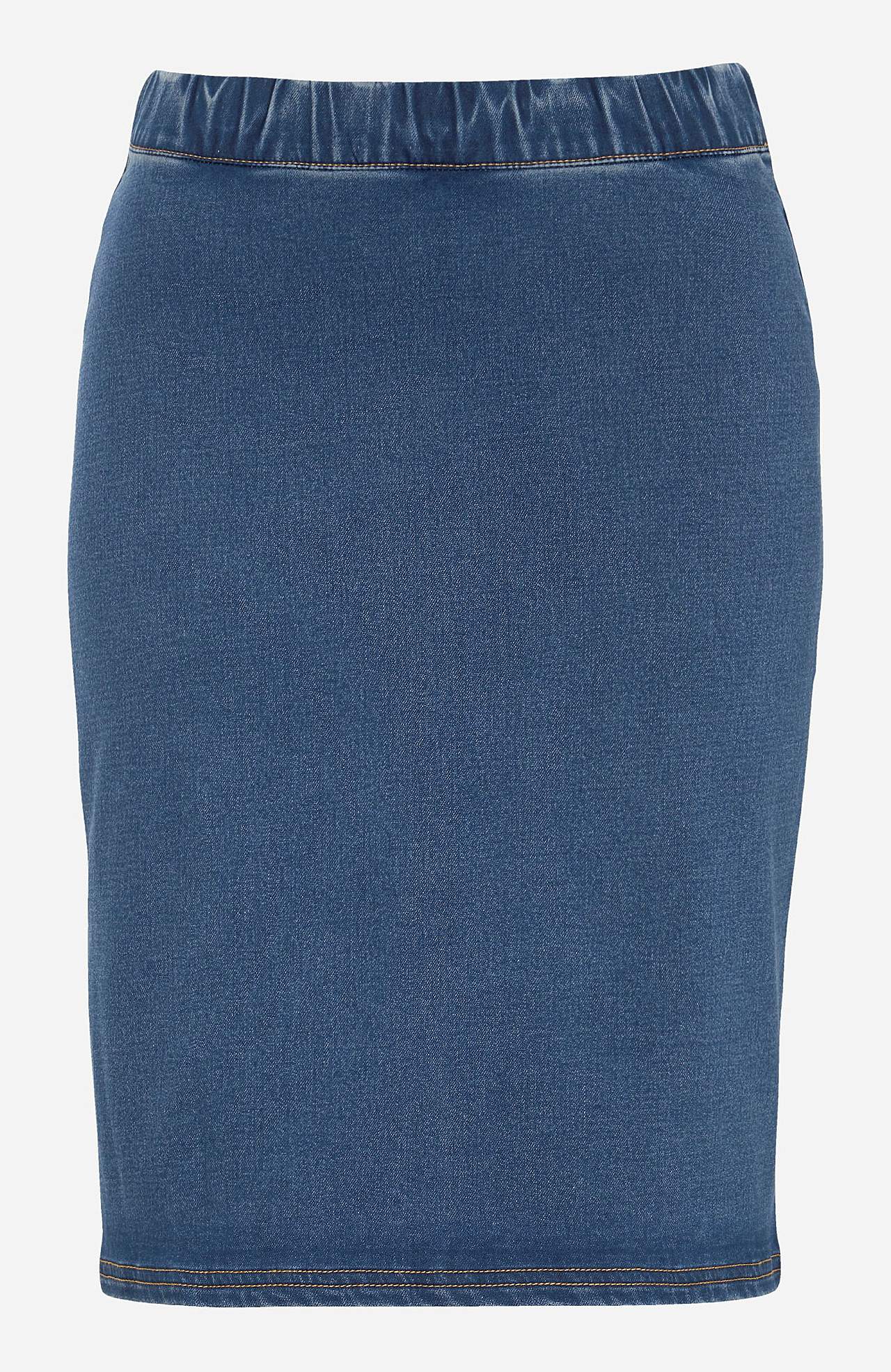 Denimkjol i mjuk trikå