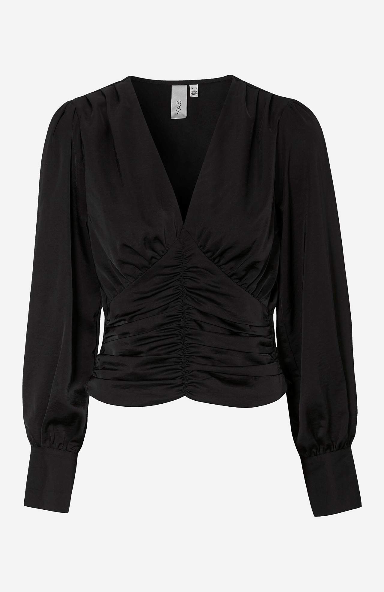 Satinblus med drapering Pamela