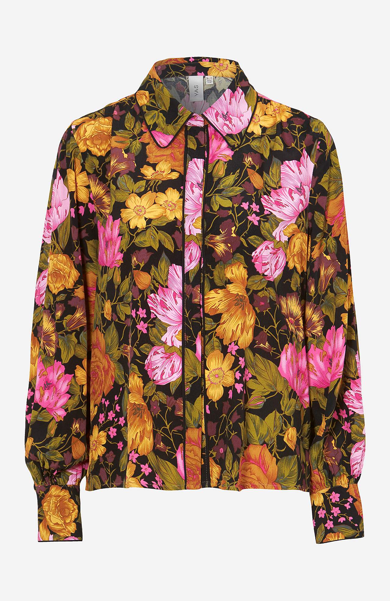 Blommig blus med långa ärmar