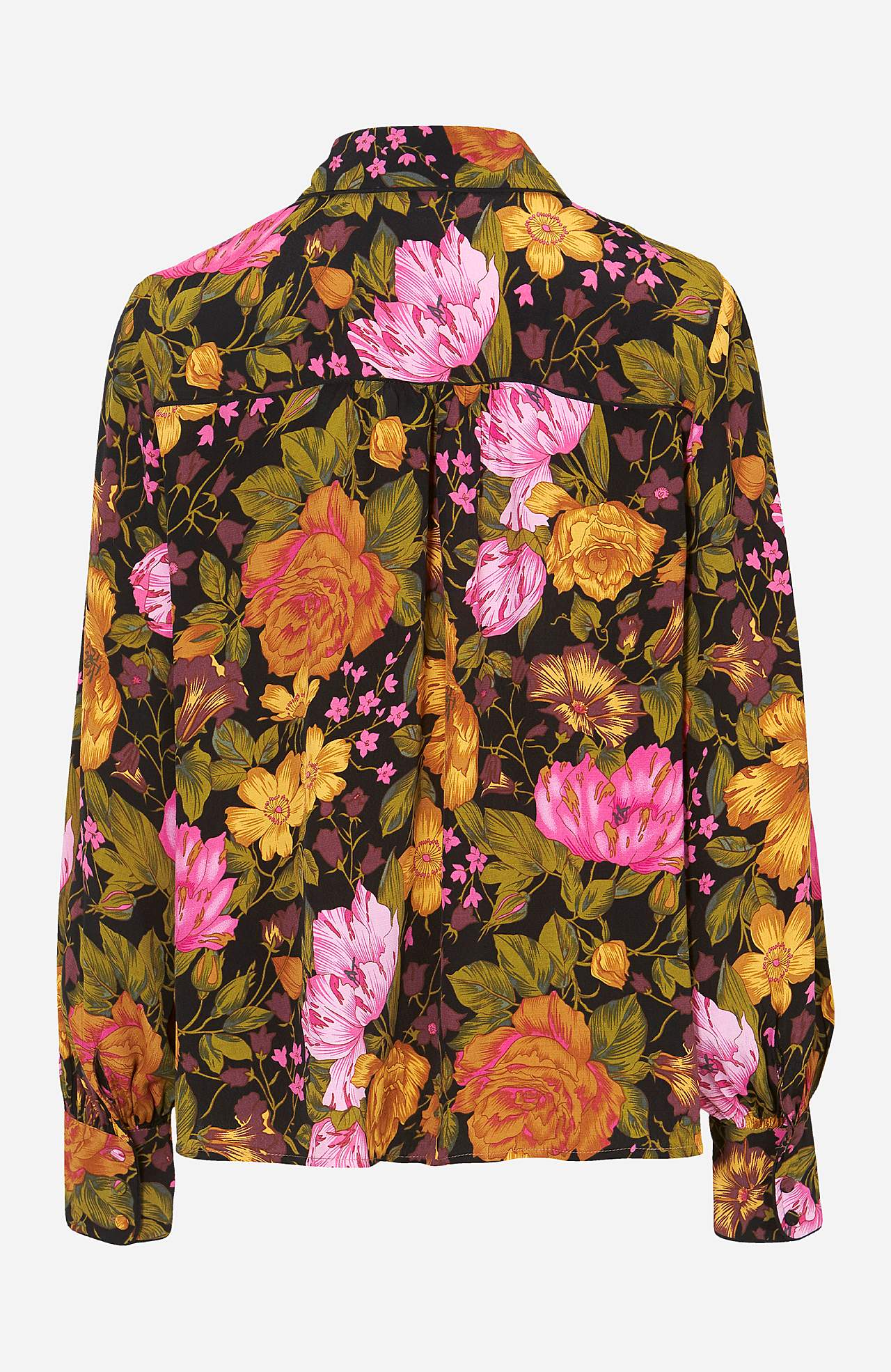 Blommig blus med långa ärmar