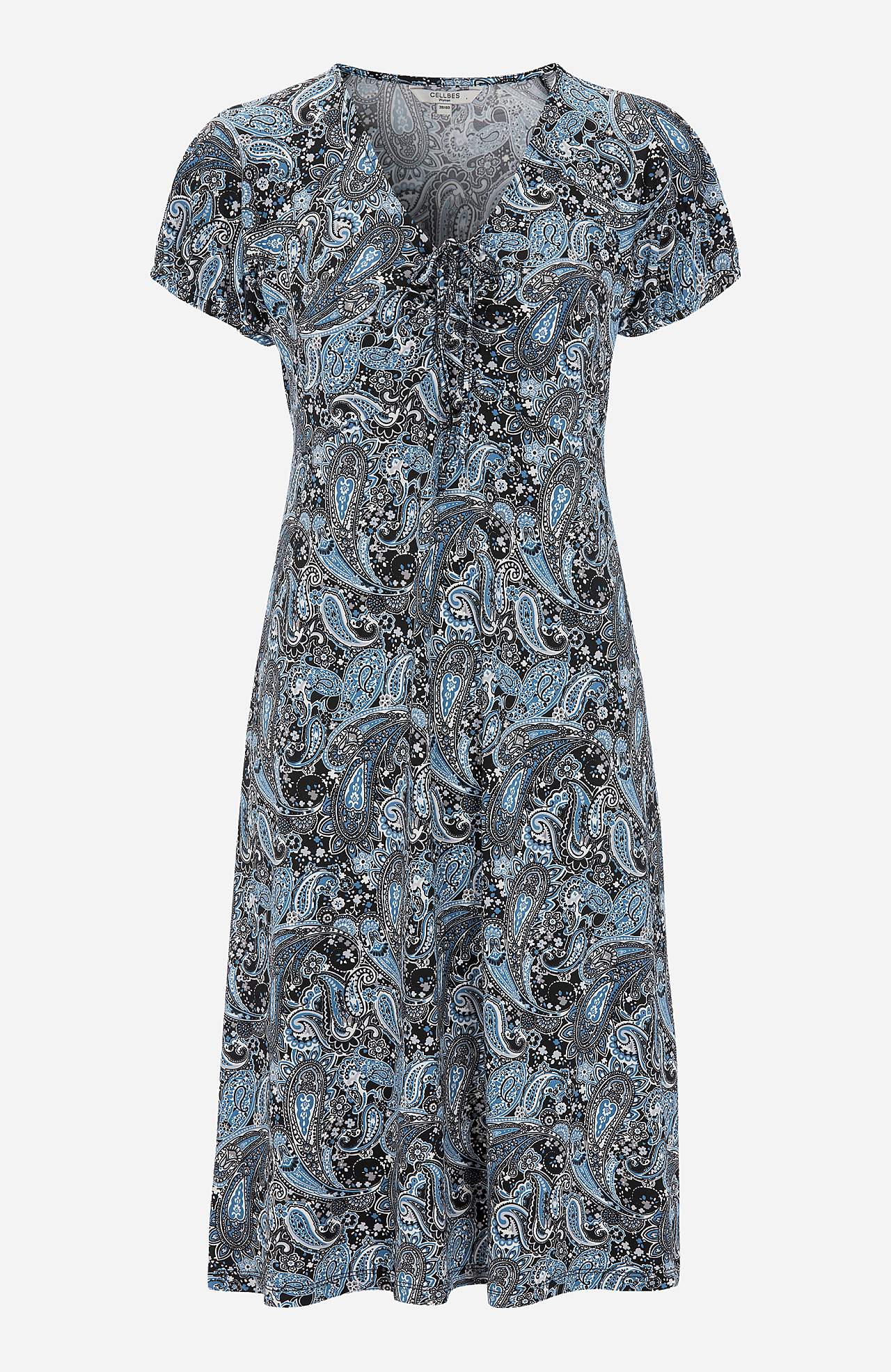 Mönstrad trikåklänning