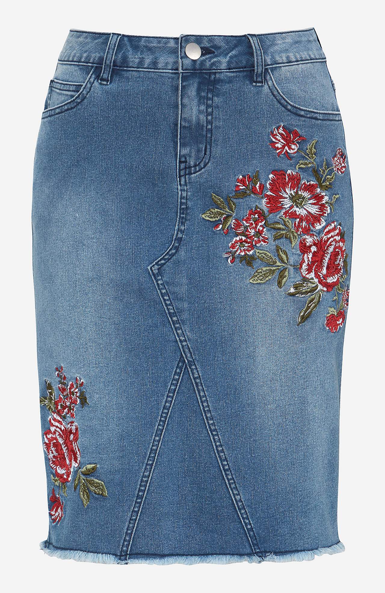 Jeanskjol med broderier