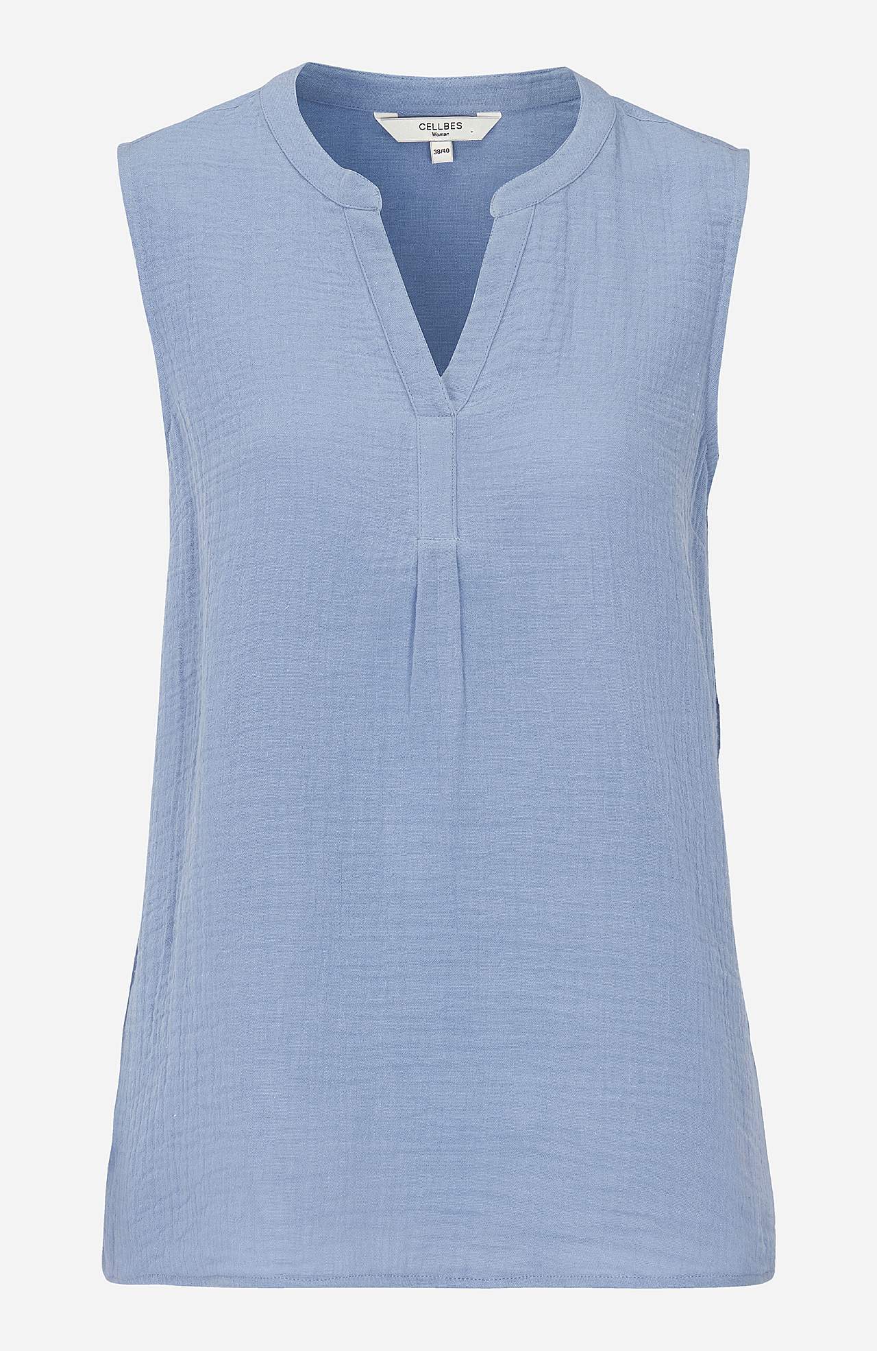 Ärmlös, krinklad blus Patricia