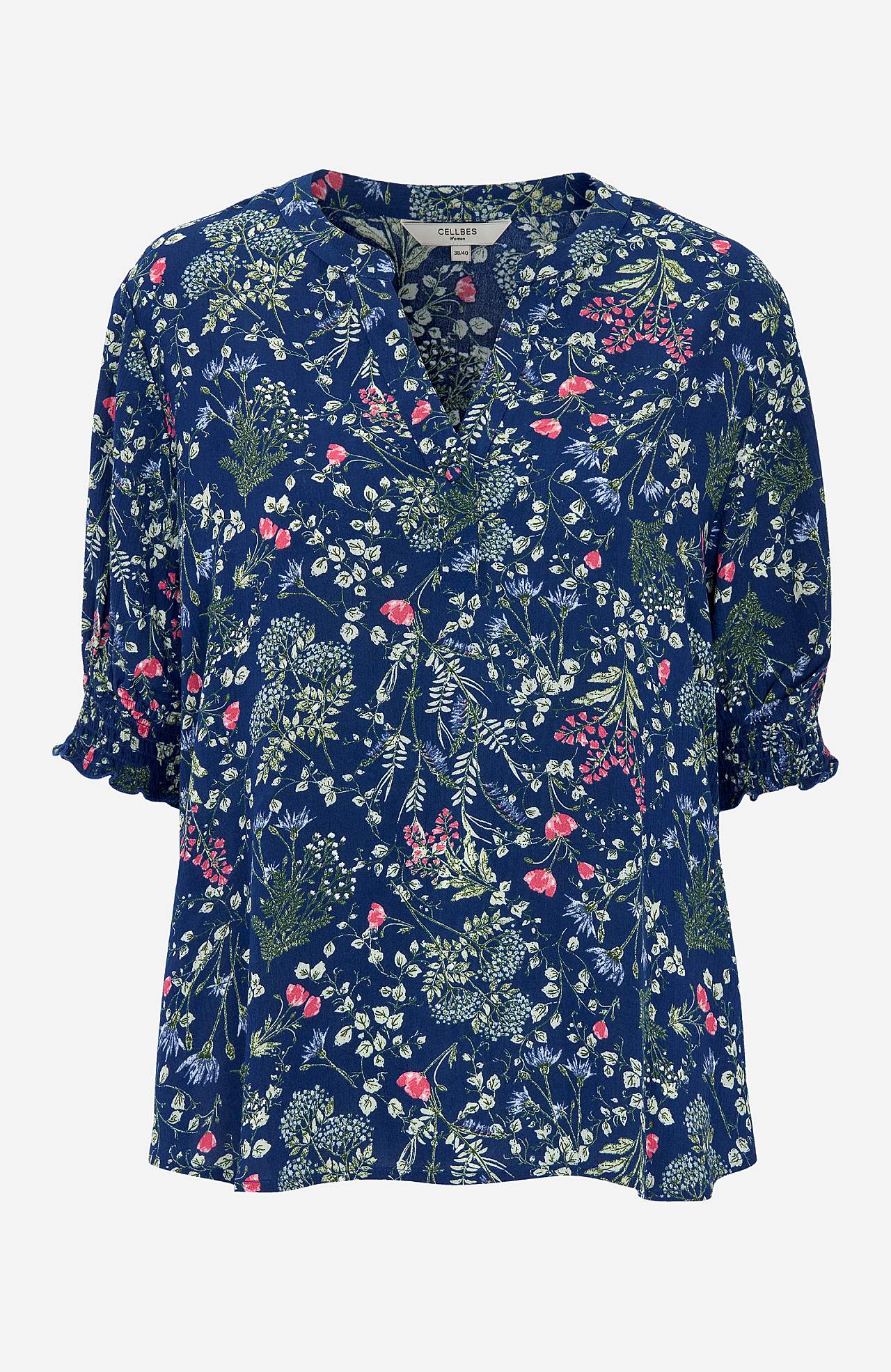 Crepe blus med smock Mia