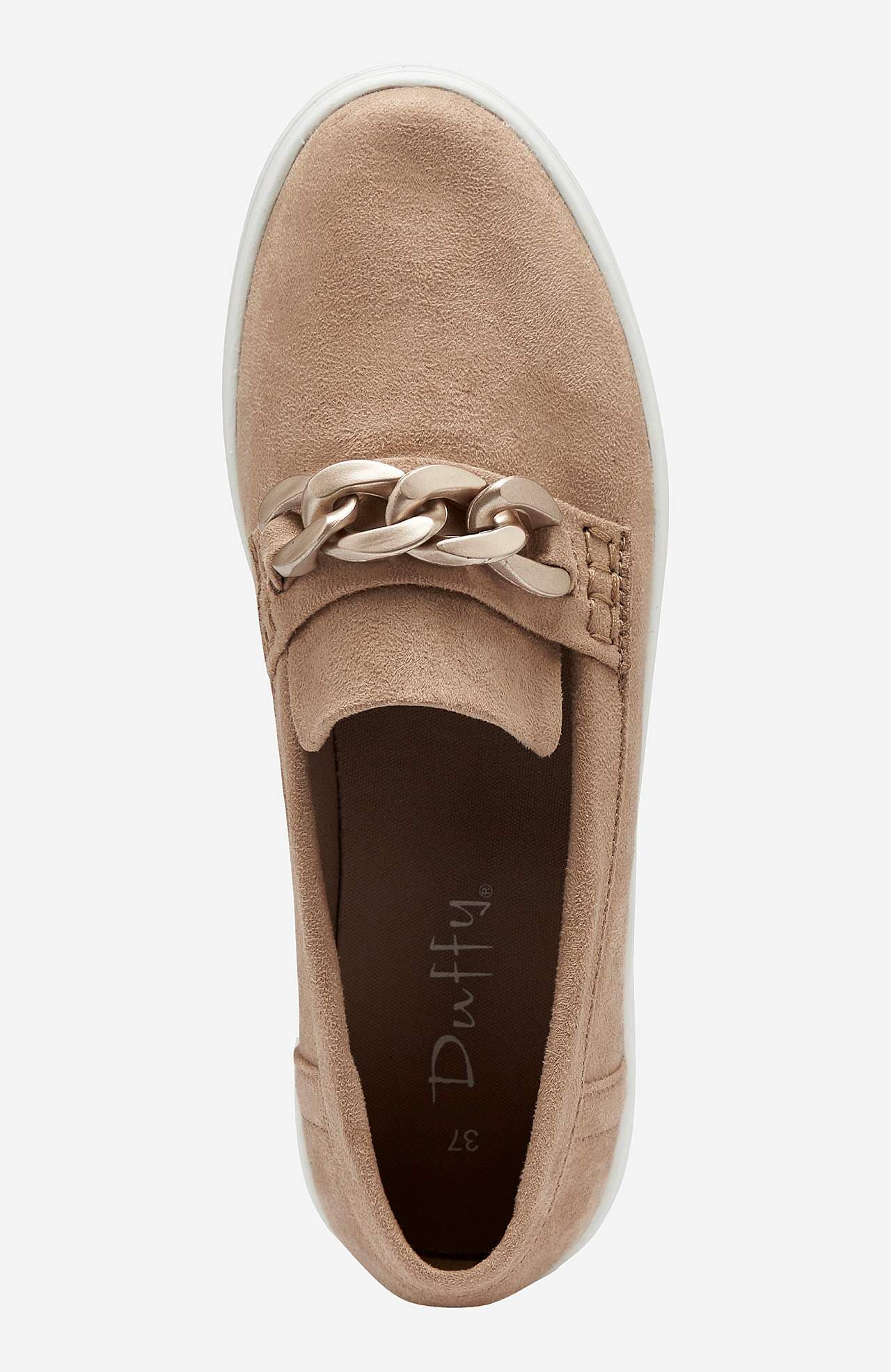 Slip-on loafer med matt guldkedja