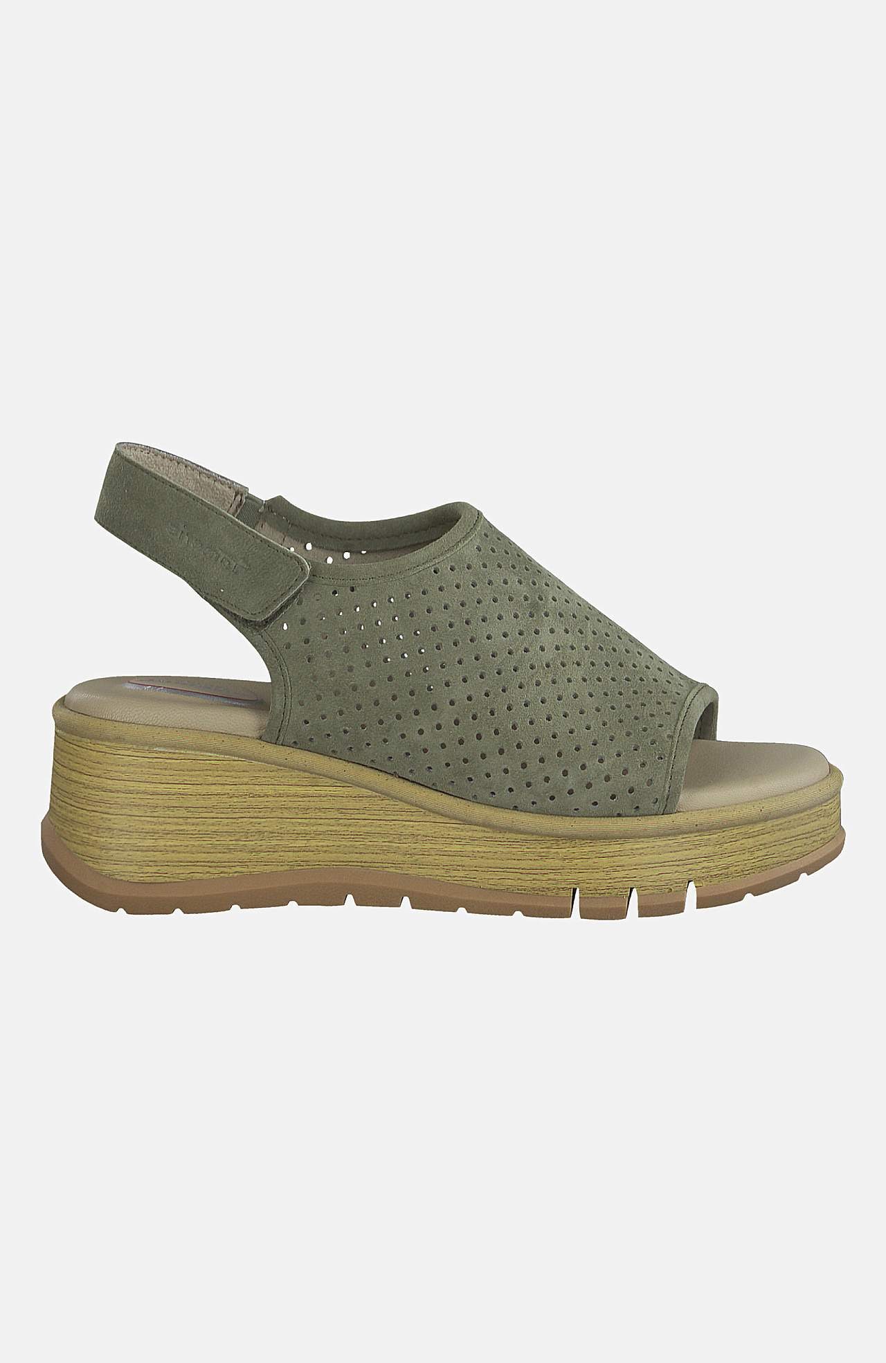 Skinnsandalett med kilklack