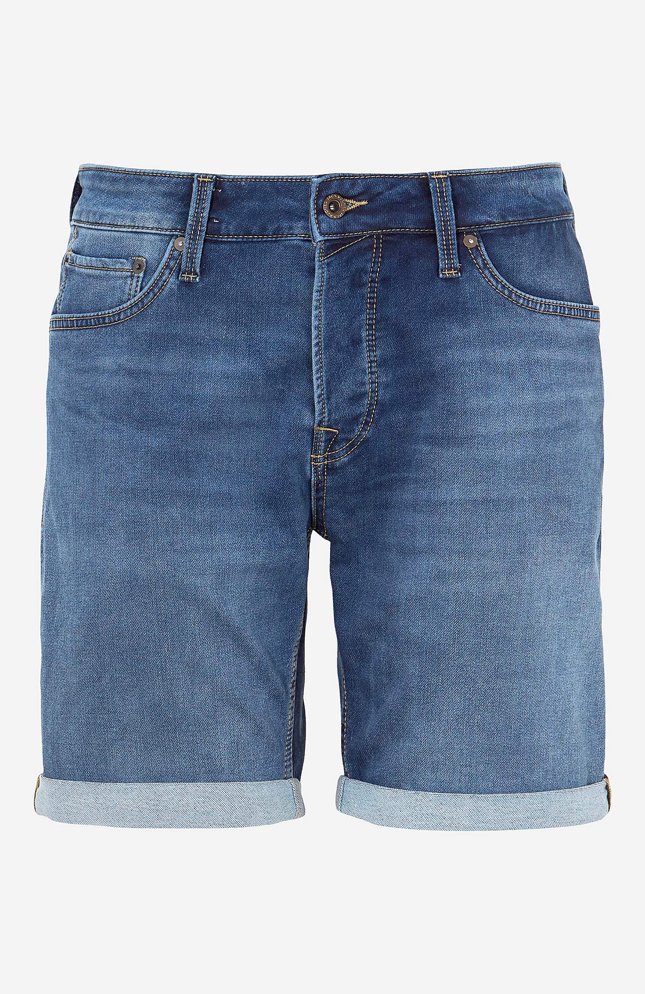 Mellanblåa, superstretchiga jeansshorts Rick Icon