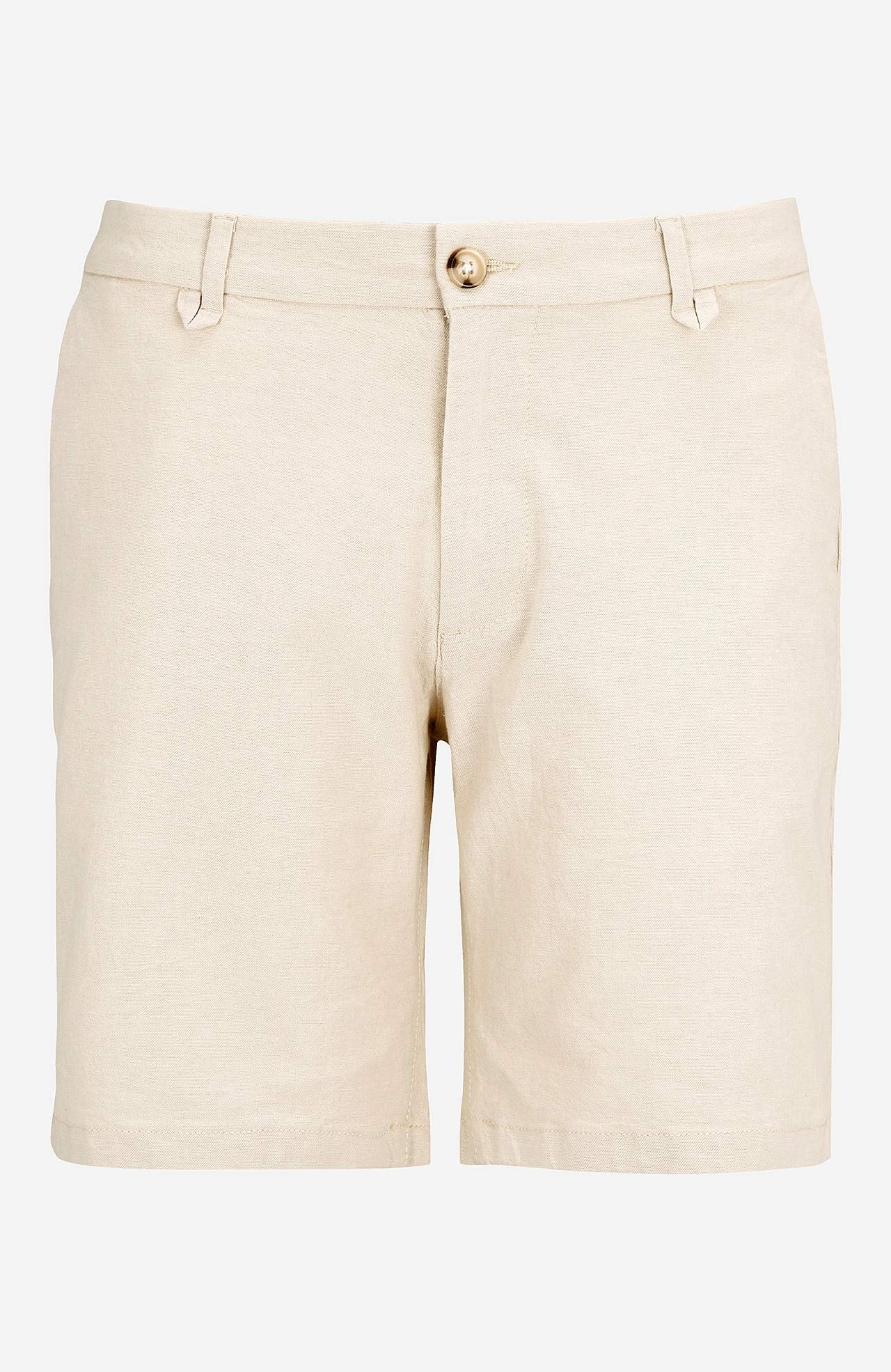 Enfärgade shorts i bomull och linnemix