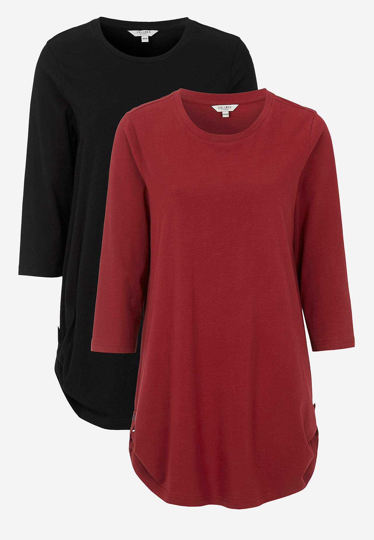Trikåtunika med 3/4-ärm 2-pack