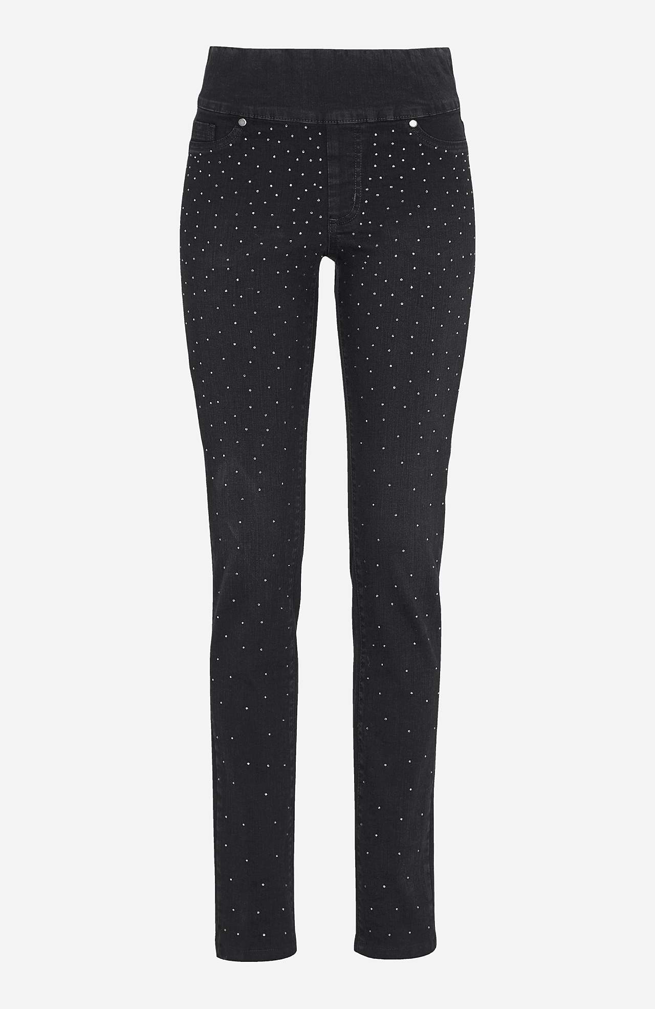 Stretchiga jeggings med strassdetaljer