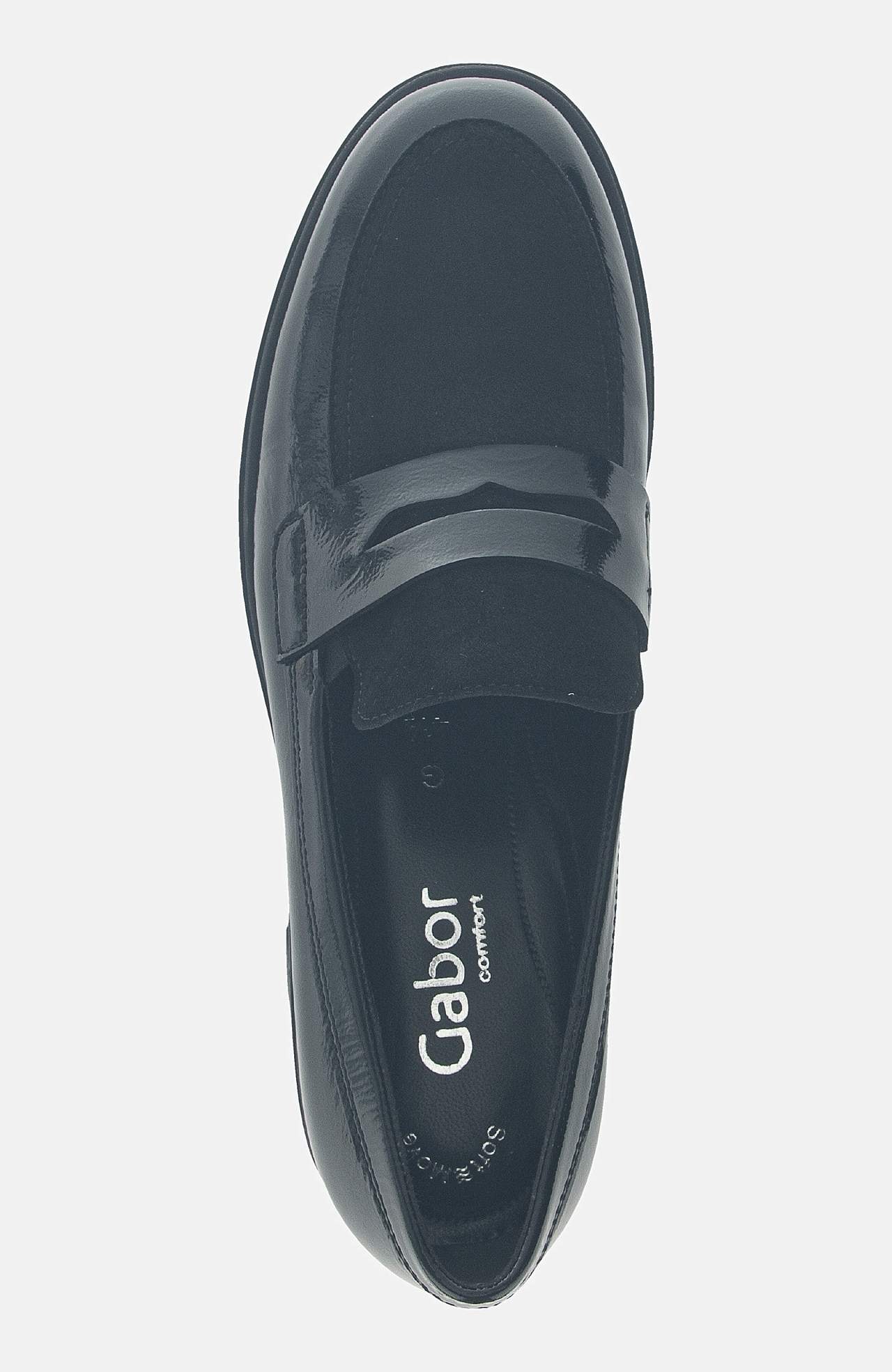 Loafer i lackat skinn med klack