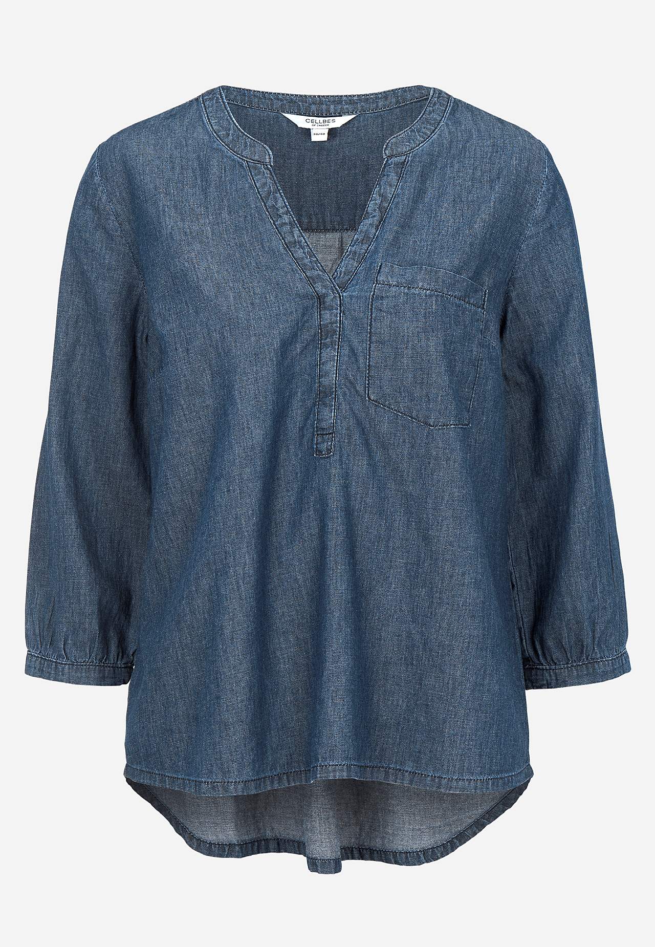 Denimblus med bröstficka