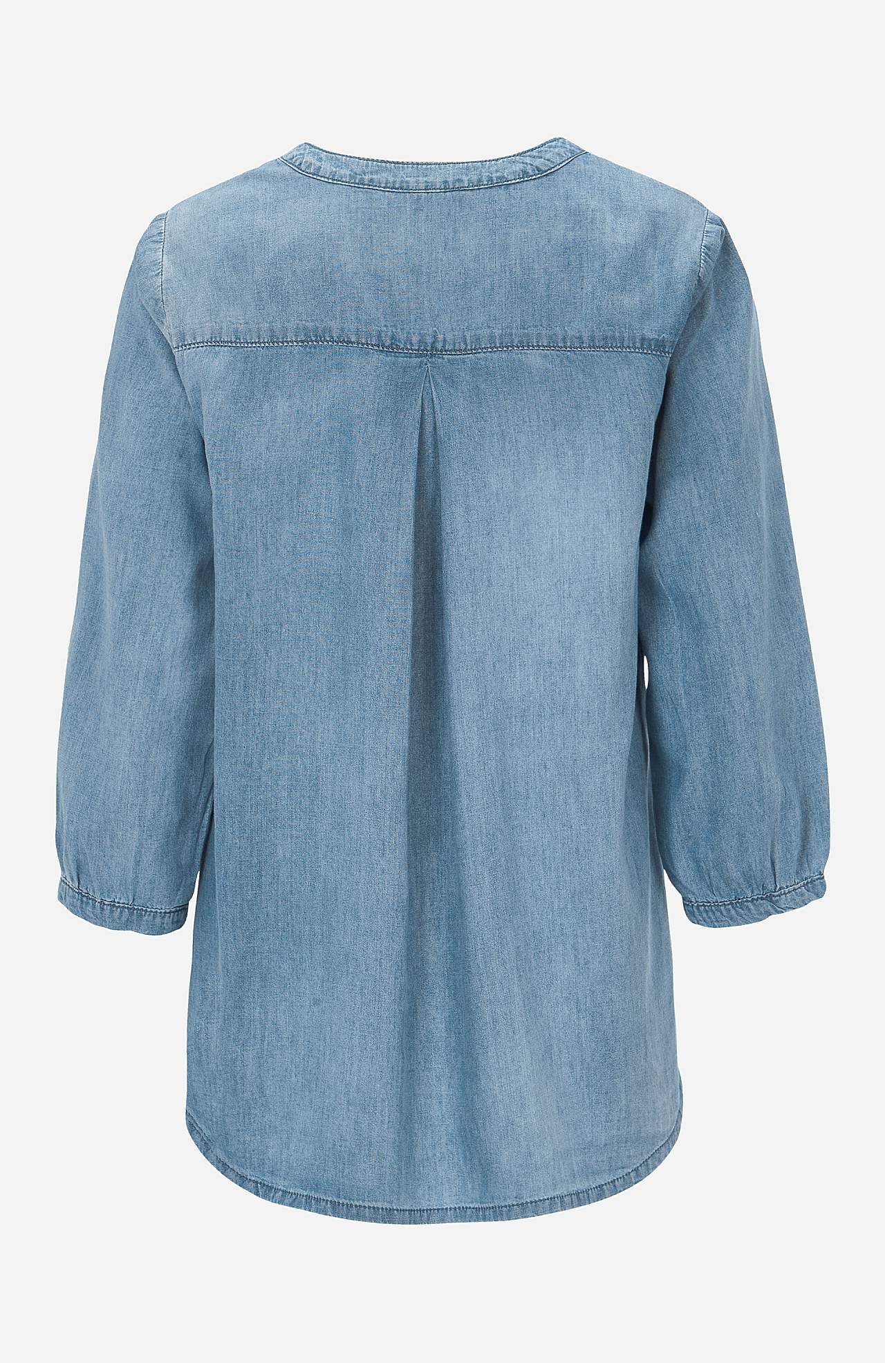 Denimblus med bröstficka
